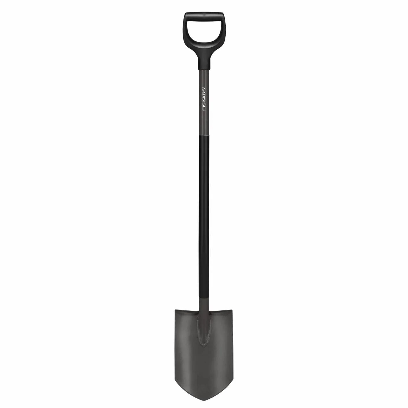 Fiskars Pala de jardín, Puntiaguda, Pala para terrenos duros y pedregosos, Longitud: 125 cm, Acero al boro de calidad, Gris/negro, Ergonomic, 1070639