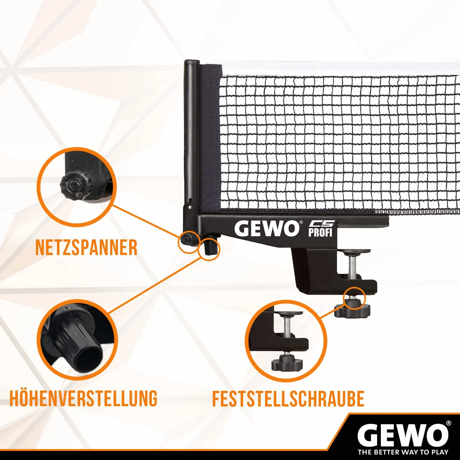 GEWO CS Professional Table Tennis Net 183 cm Solid Metal Set