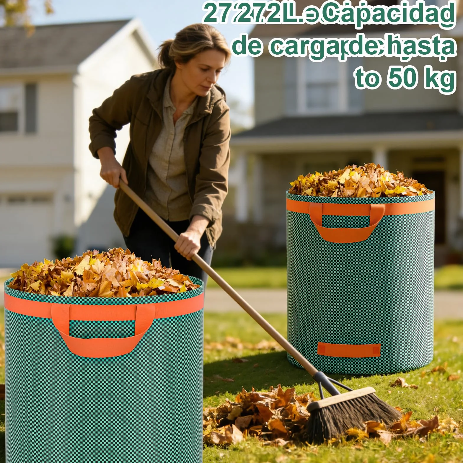 3x272L Jardineria de Sacos,Bolsas de Jardinería Bolsas de jardín reutilizables con Asas,Bolsa de Jardín Impermeables, Bolsas de Hojas Plegable