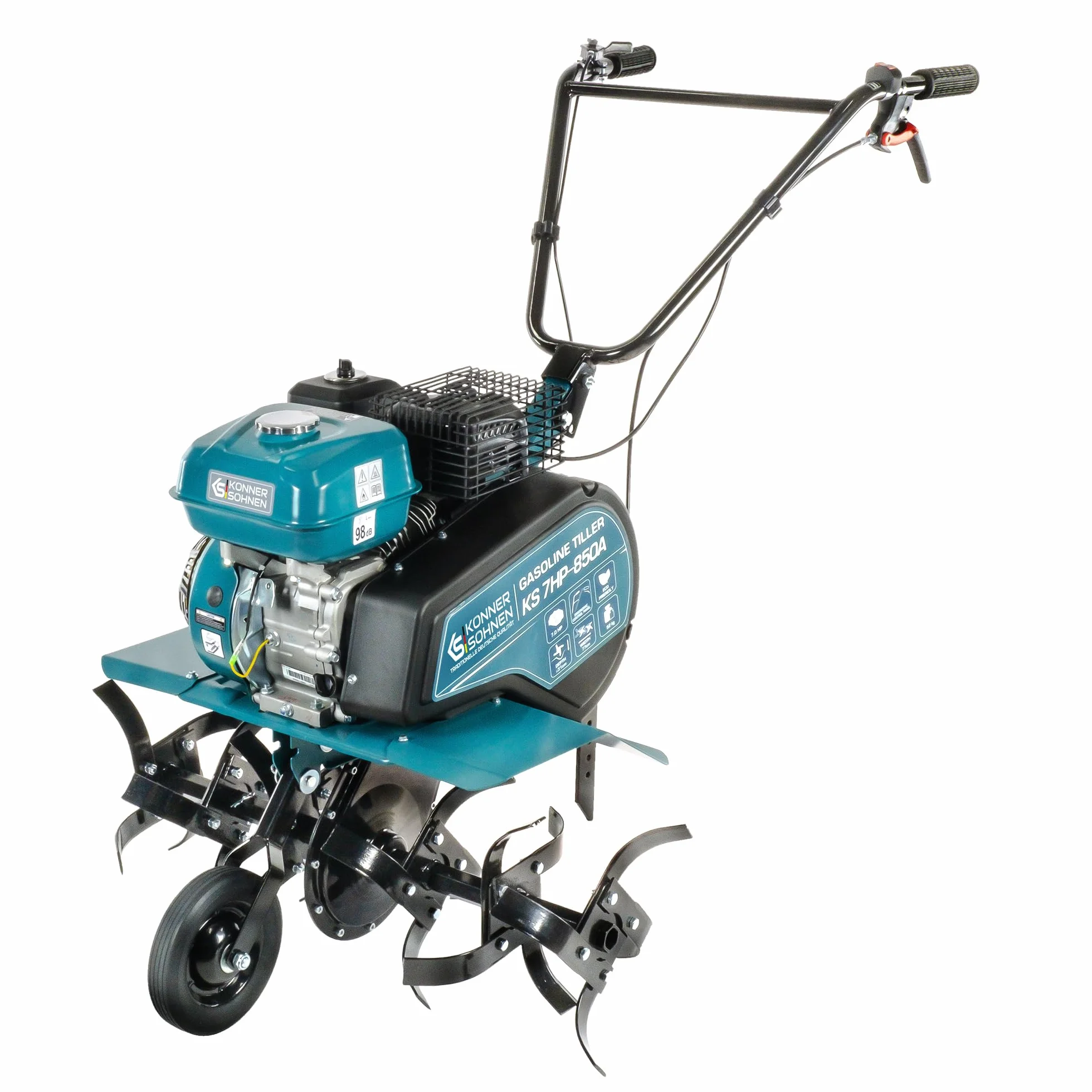 Könner & Söhnen KS 7HP-850A Cultivador de Gasolina con accionamiento por Correa, Fresa de jardín con Fresa Sable forjada, arado Ajustable, Potencia del Motor de 7 CV en Esta motobinadora