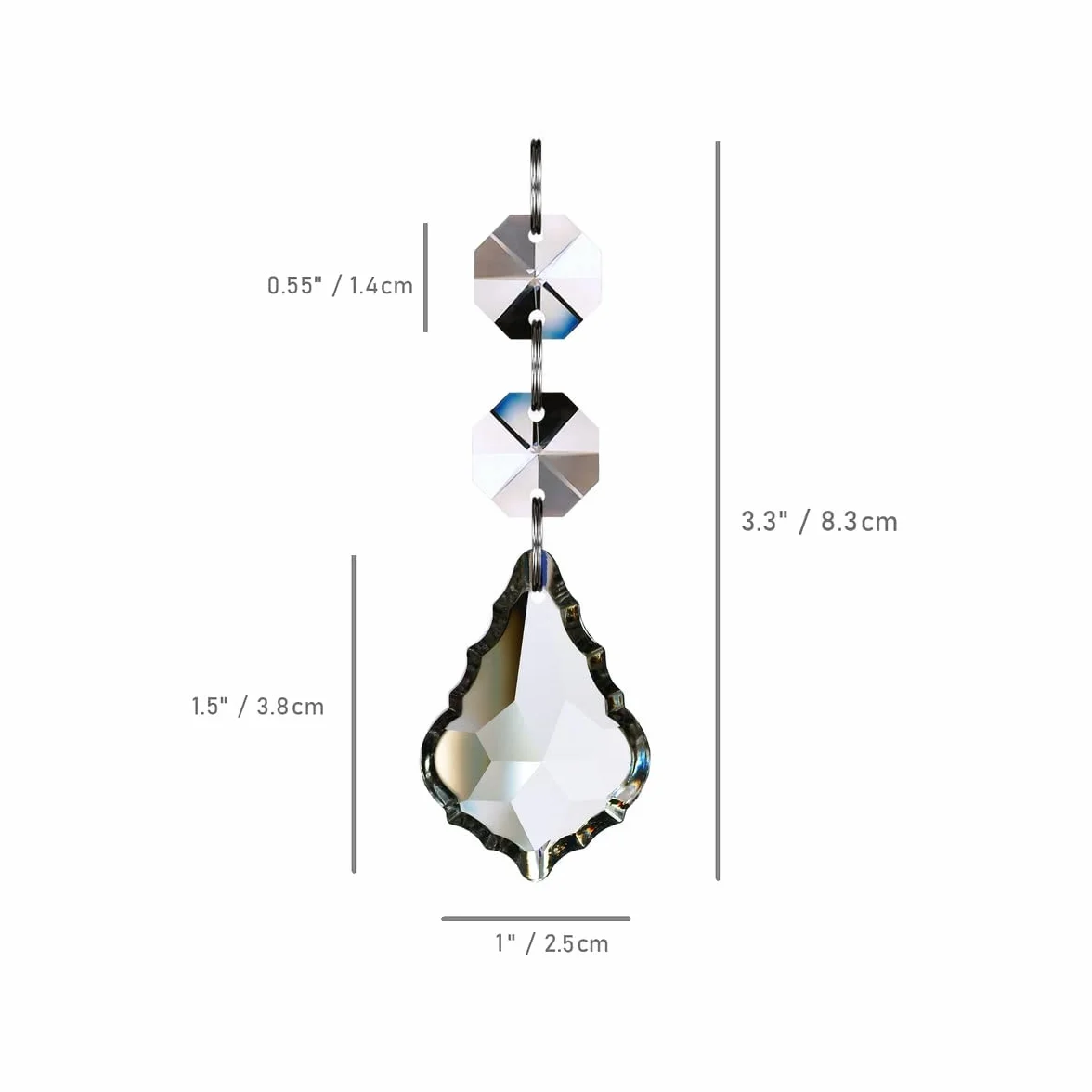20 piezas de repuesto para lámpara de araña de cristal de hoja de arce, cuentas de cristal colgantes de 38 mm para decoración de boda, transparente