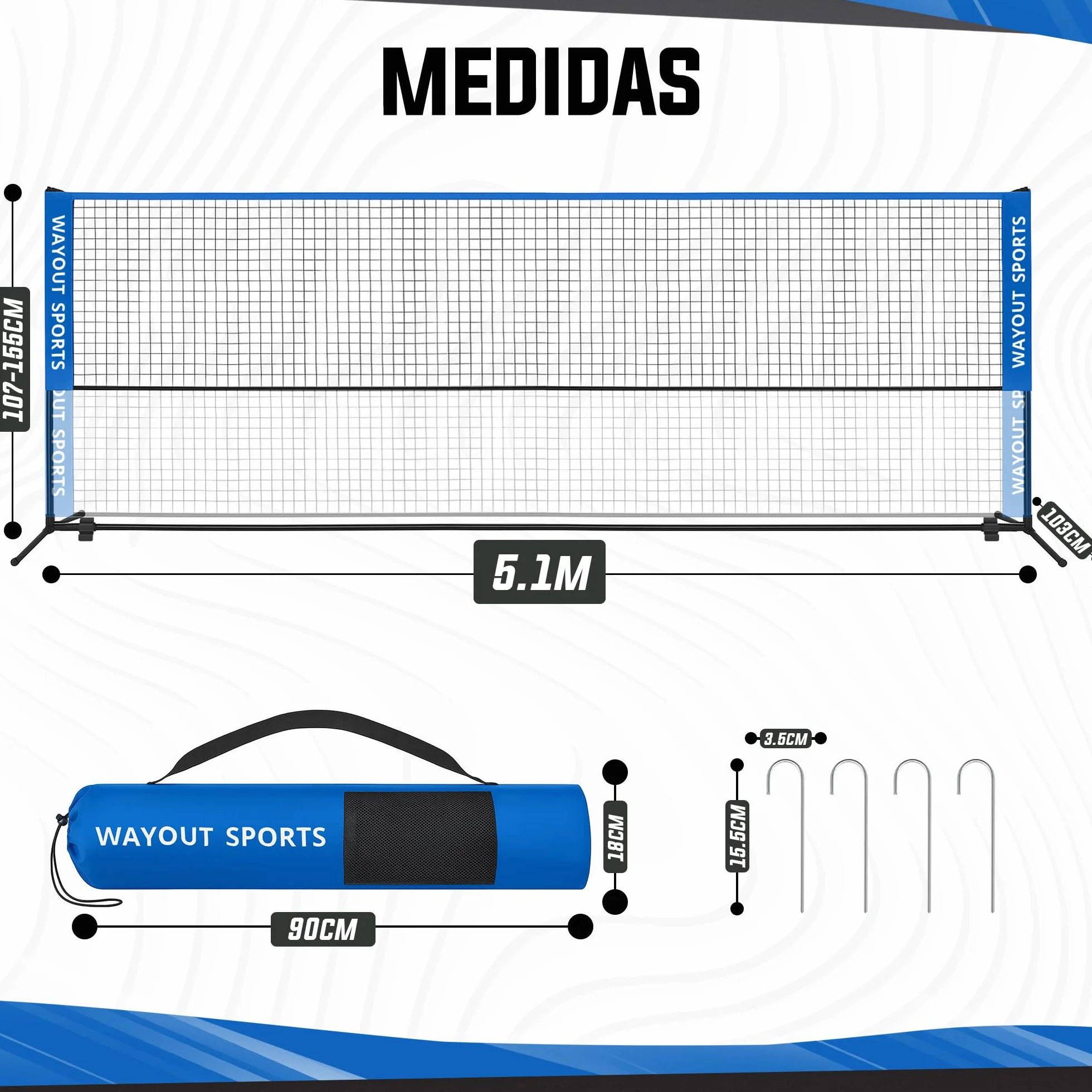Red Plegable Ajustable para Bádminton Tenis Voleibol Fútbol