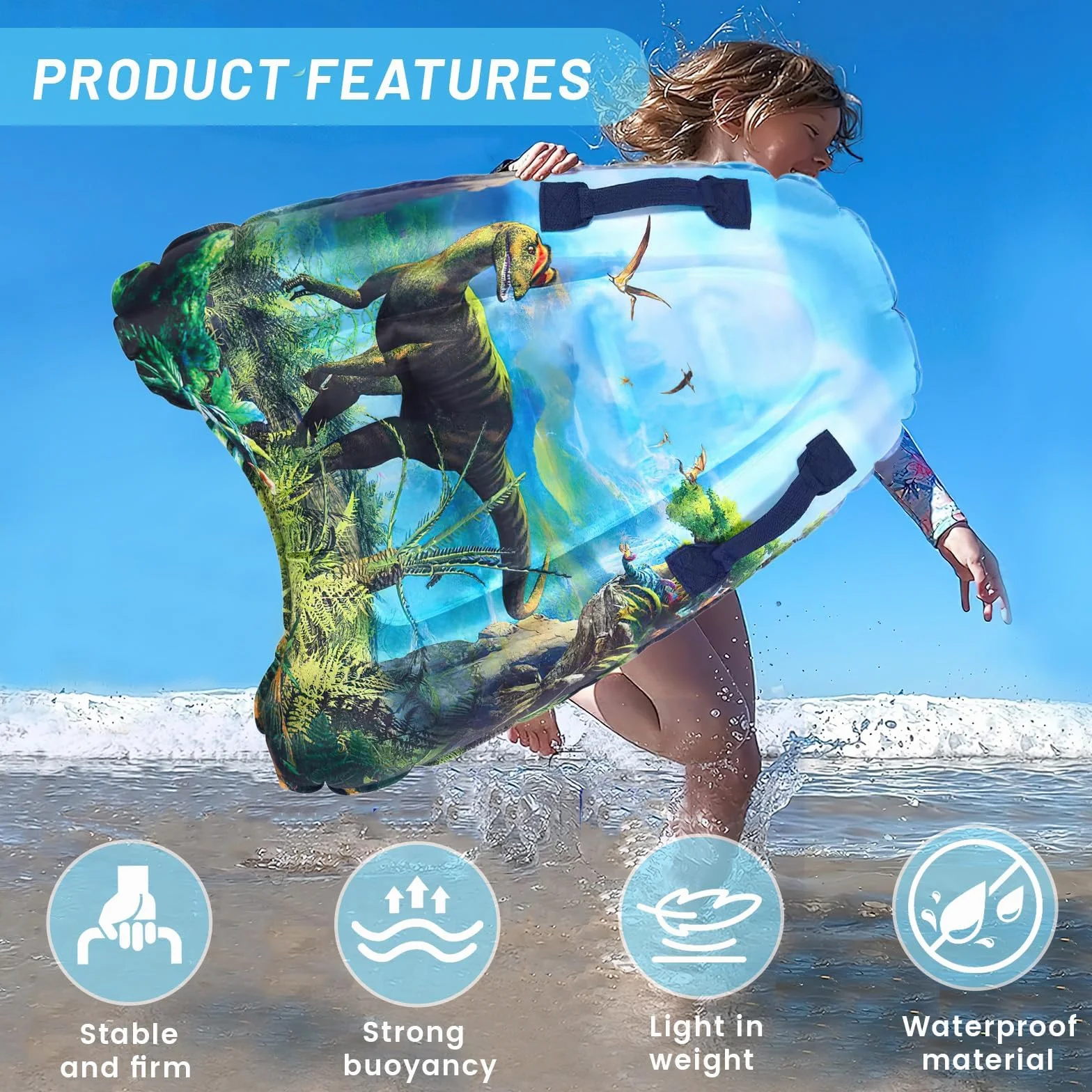 Shyllin Tabla Hinchable 75x54.5 cm Surf Inflable con Asa Bodyboard