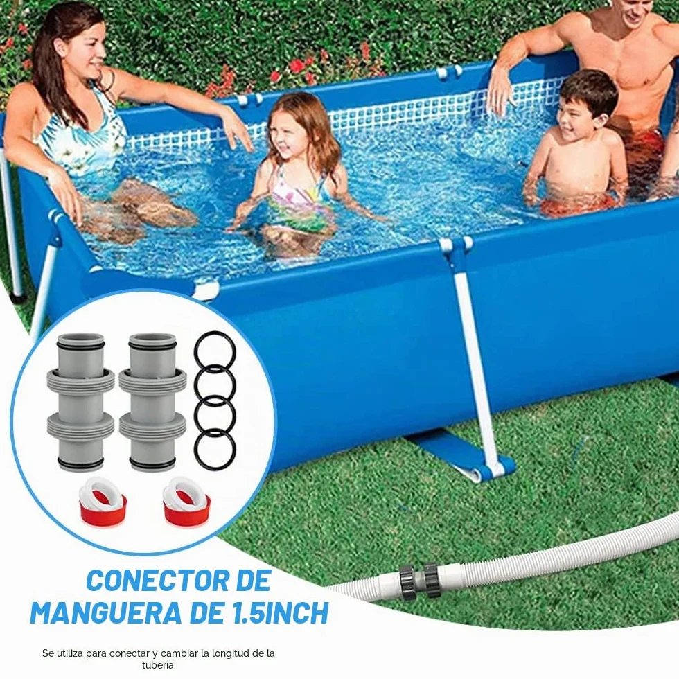 Adaptador Manguera Piscina 38mm, Conector Recto para Piscina Intex Bestway