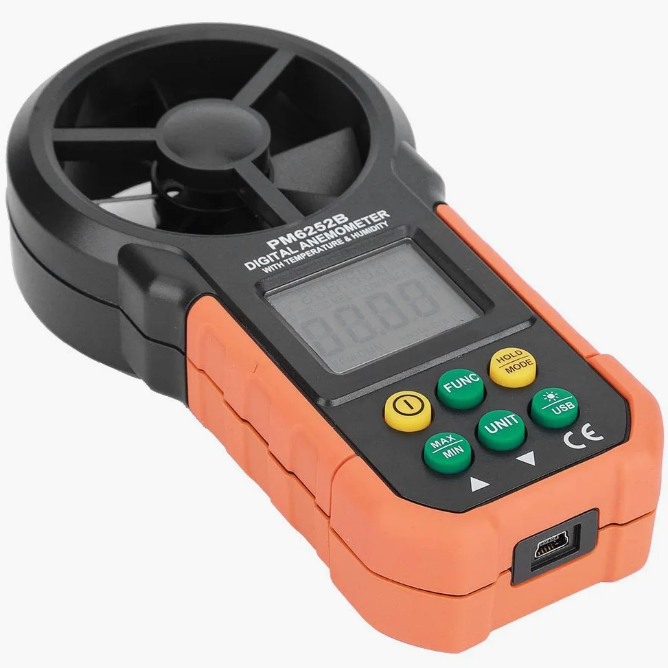 Anemómetro Digital Portátil de Alta Precisión, Medidor de Velocidad del Viento para Medición Temperatura y Humedad, Medidor Velocidad del Viento Portátil para Actividades Al Aire Libre