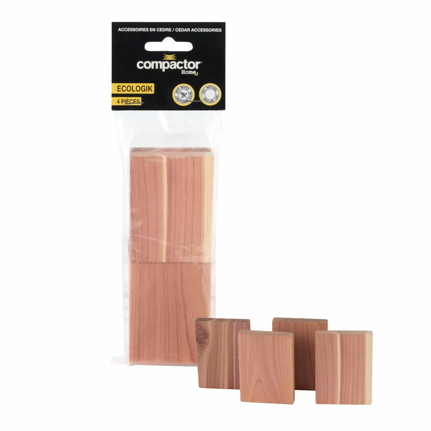Compactor Nature - Juego de 4 tablas repelentes de polillas de madera de cedro, tamaño M