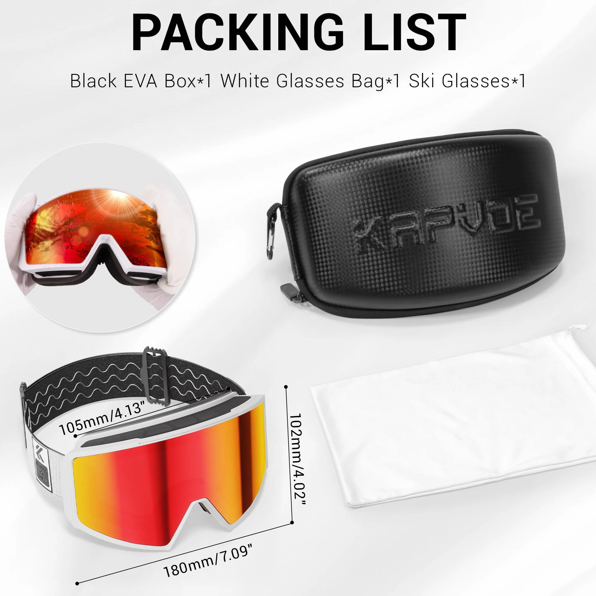 KAPVOE Gafas de Esquí Fotocromáticas con Lentes Magnéticas UV400 Antivaho
