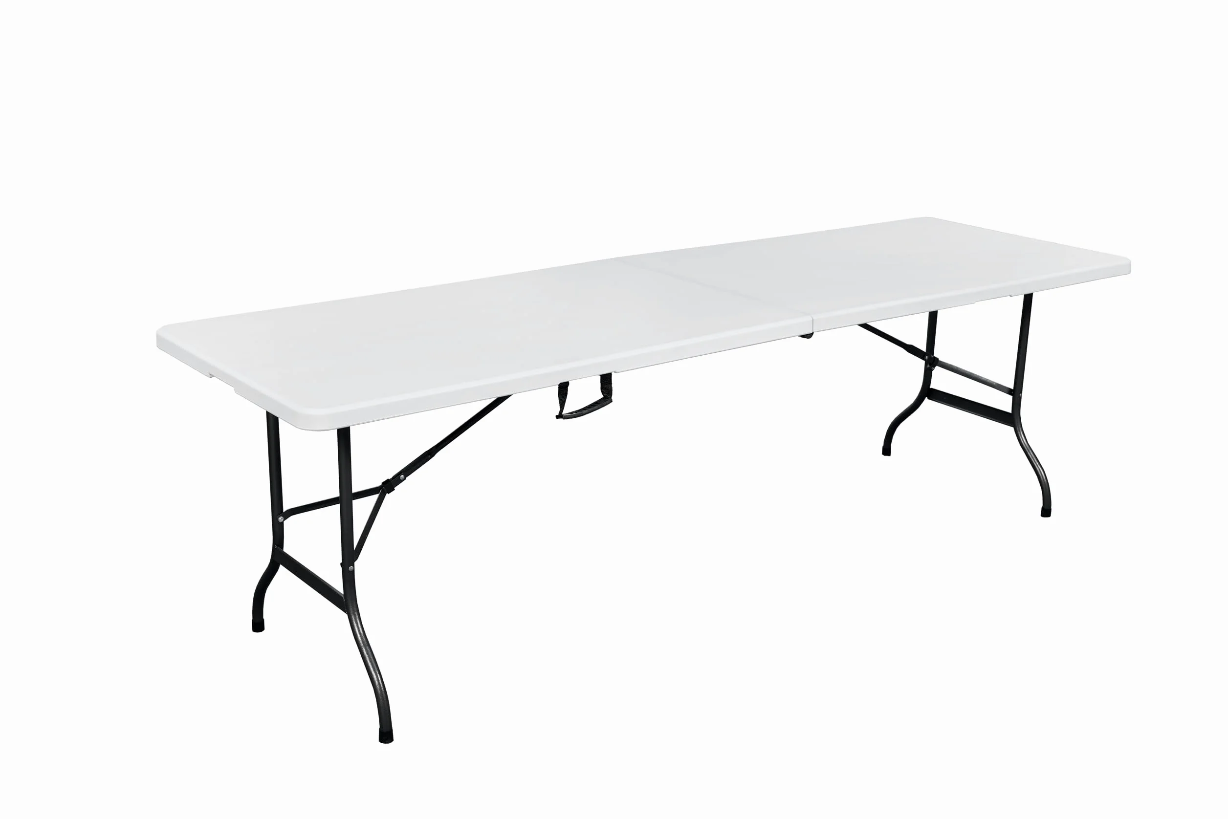 METRO Professional Mesa de Banquete Plegable, 243 x 75 x 73 cm, Tablero HDPE Blanco, Estructura de Acero, Capacidad 200 kg
