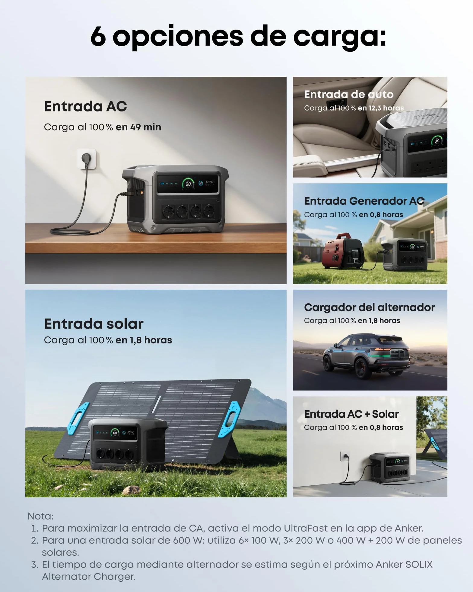 Estación de energía portátil Anker SOLIX C1000 Gen 2, generador solar de 2 000 W (pico 3 000 W), carga completa en 49 minutos, batería LiFePO4 de 1 024 Wh para respaldo doméstico, cortes de energía y