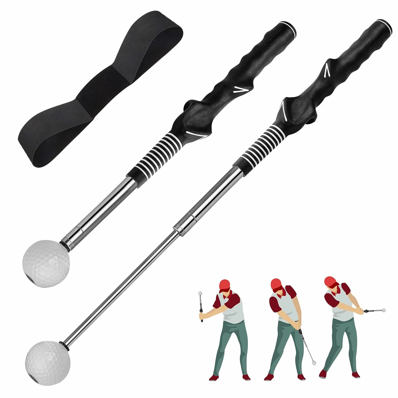 Entrenador de Swing de Golf Telescópico Retráctil con Click para Diestros