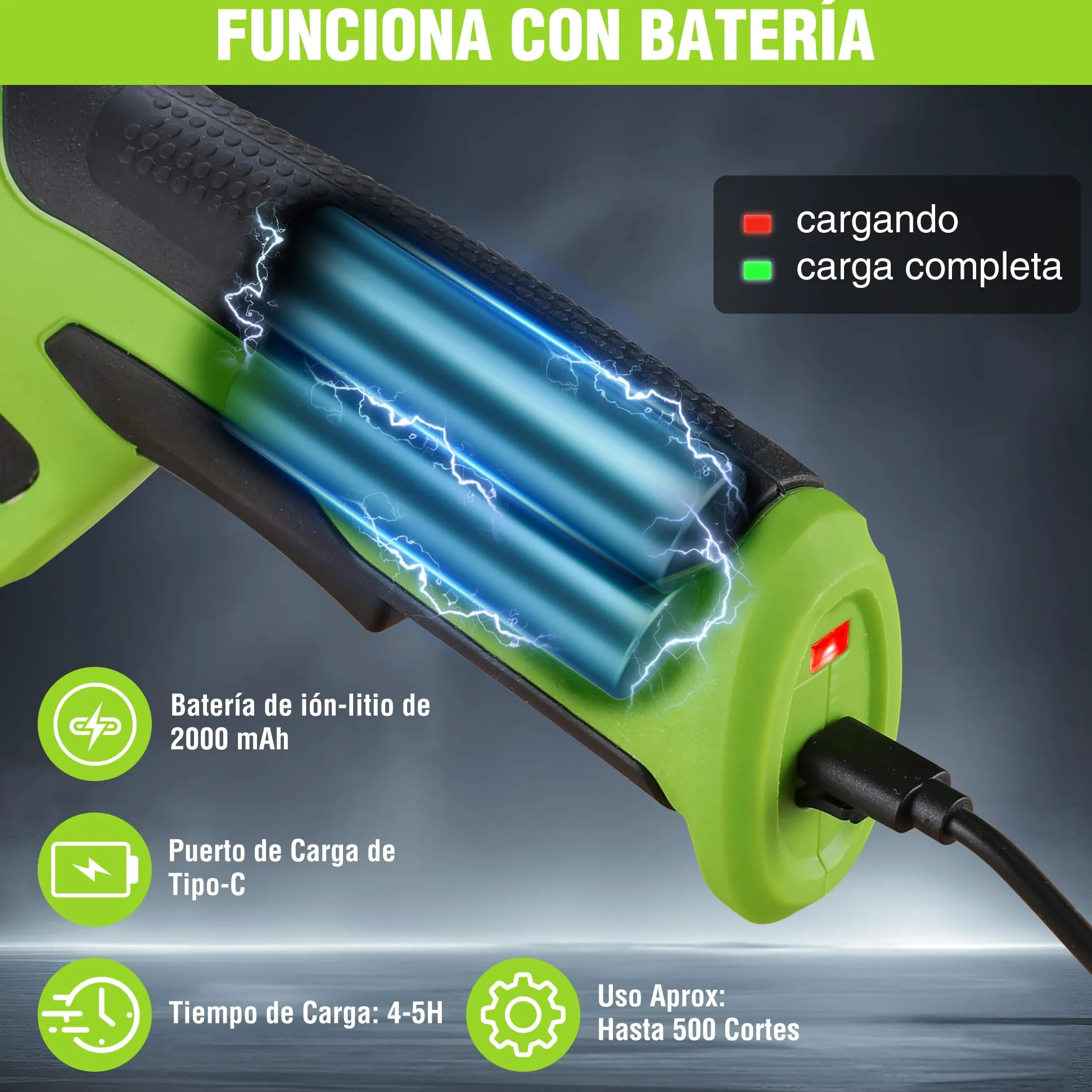 WORKPRO Tijeras de Podar Eléctricas Inalámbricas 7,2 V 2000 mAh