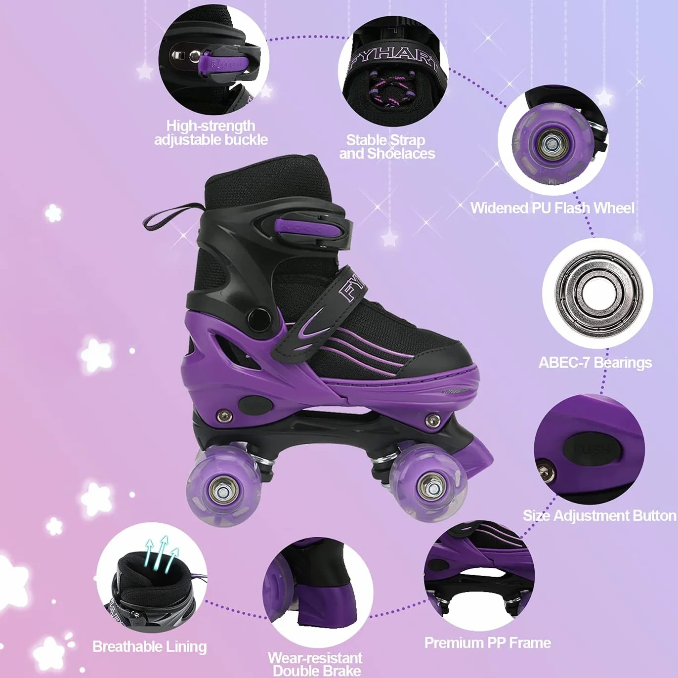 Patines Infantiles con Iluminación en Todas Las Ruedas, Aptos para Interior y Exterior, Mediana