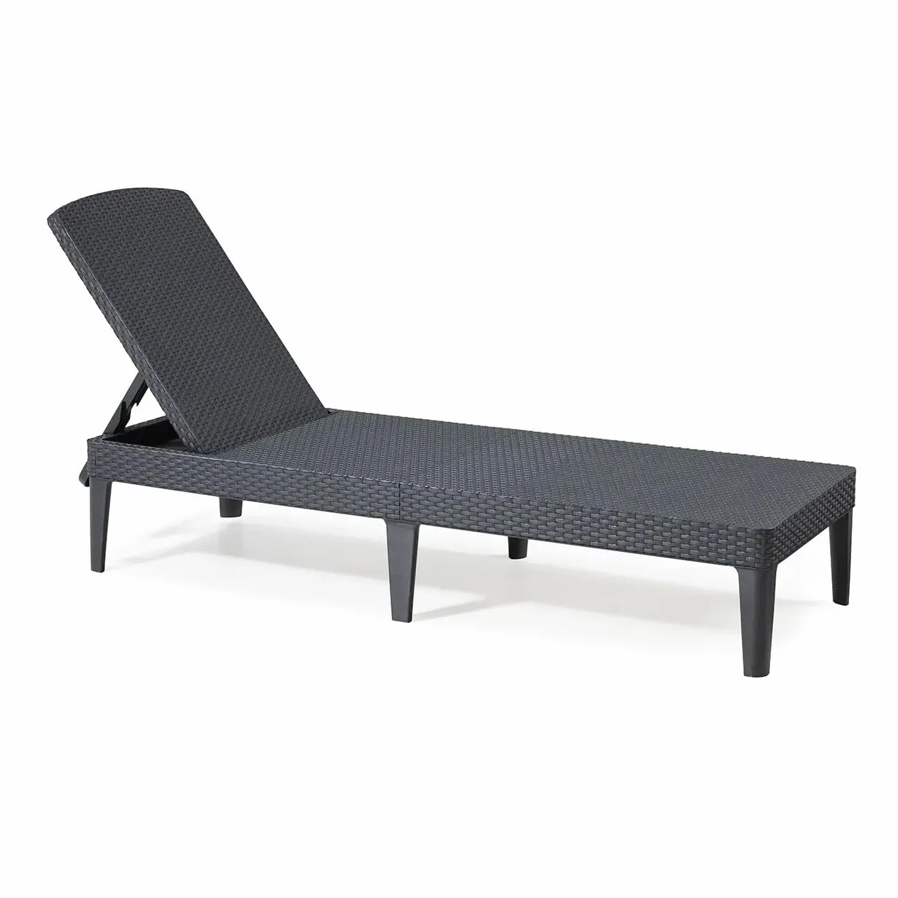 Keter Jaipur-Tumbona de Jardín Plegable, para Exterior terrazas, Patios, Jardines, Color Gris