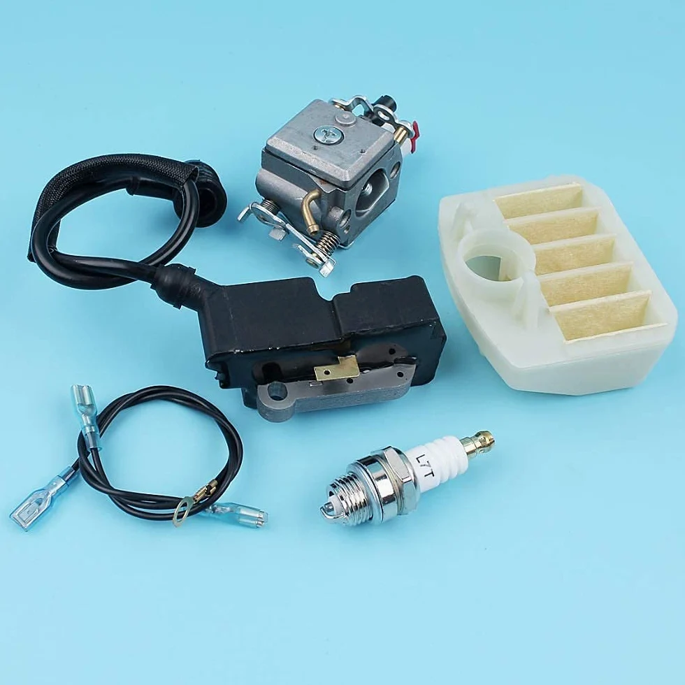 Kit de módulo de Bobina de Encendido del Filtro de Aire del carburador Compatible con Husqvarna 340345346350353 Bujía de Motosierra [# 503283208] Zama Carb