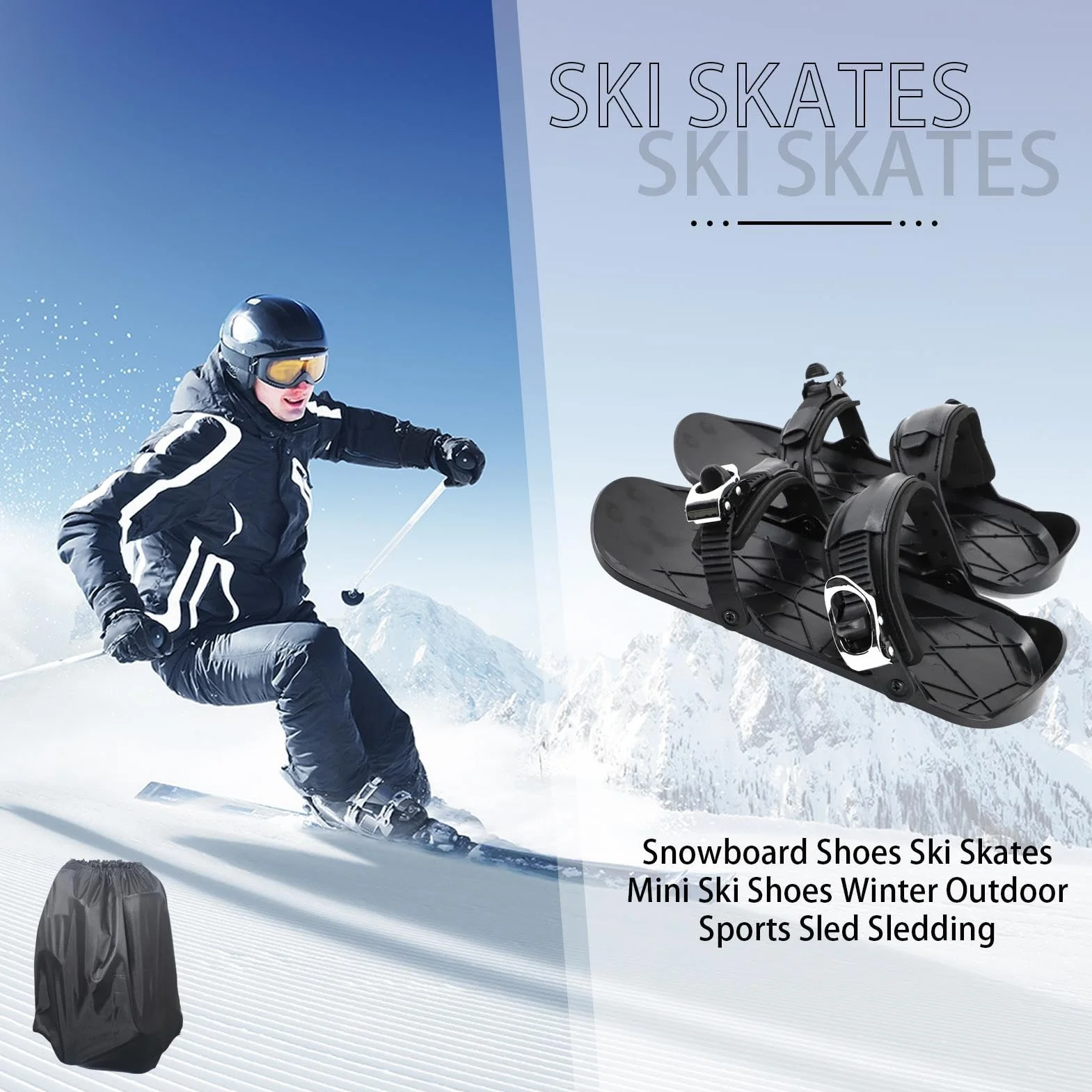 Patines de esquí para Adultos, Zapatos de Nieve Transpirables para Clima Frío, Aire Libre, Viajes, Principiantes
