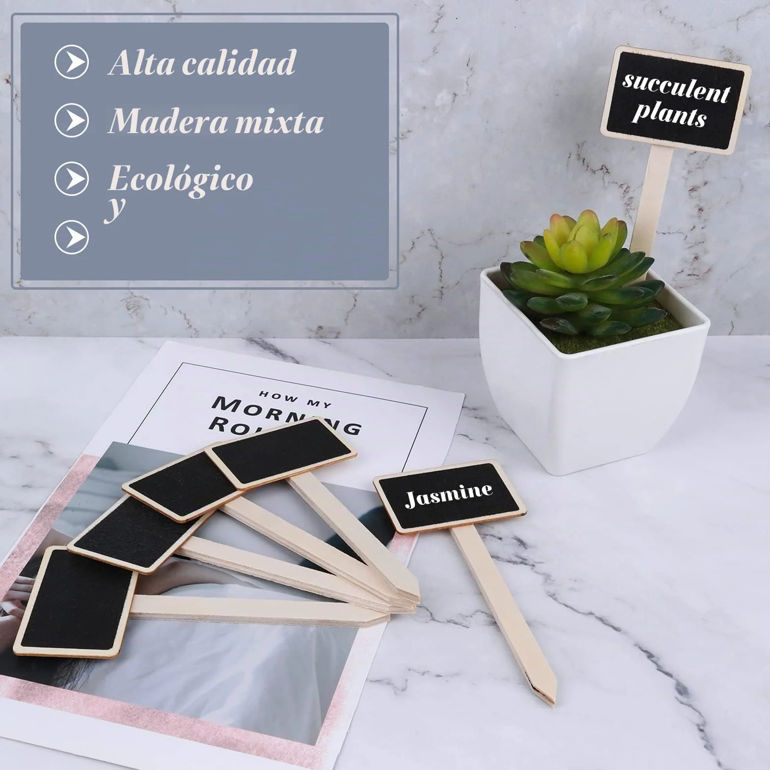 20 etiquetas de madera para plantas tipo T, marcador de plantas de jardín, etiquetas de plantas de jardín con bolígrafo de marcado para plantas de interior y exterior, semillas en maceta, hierbas,