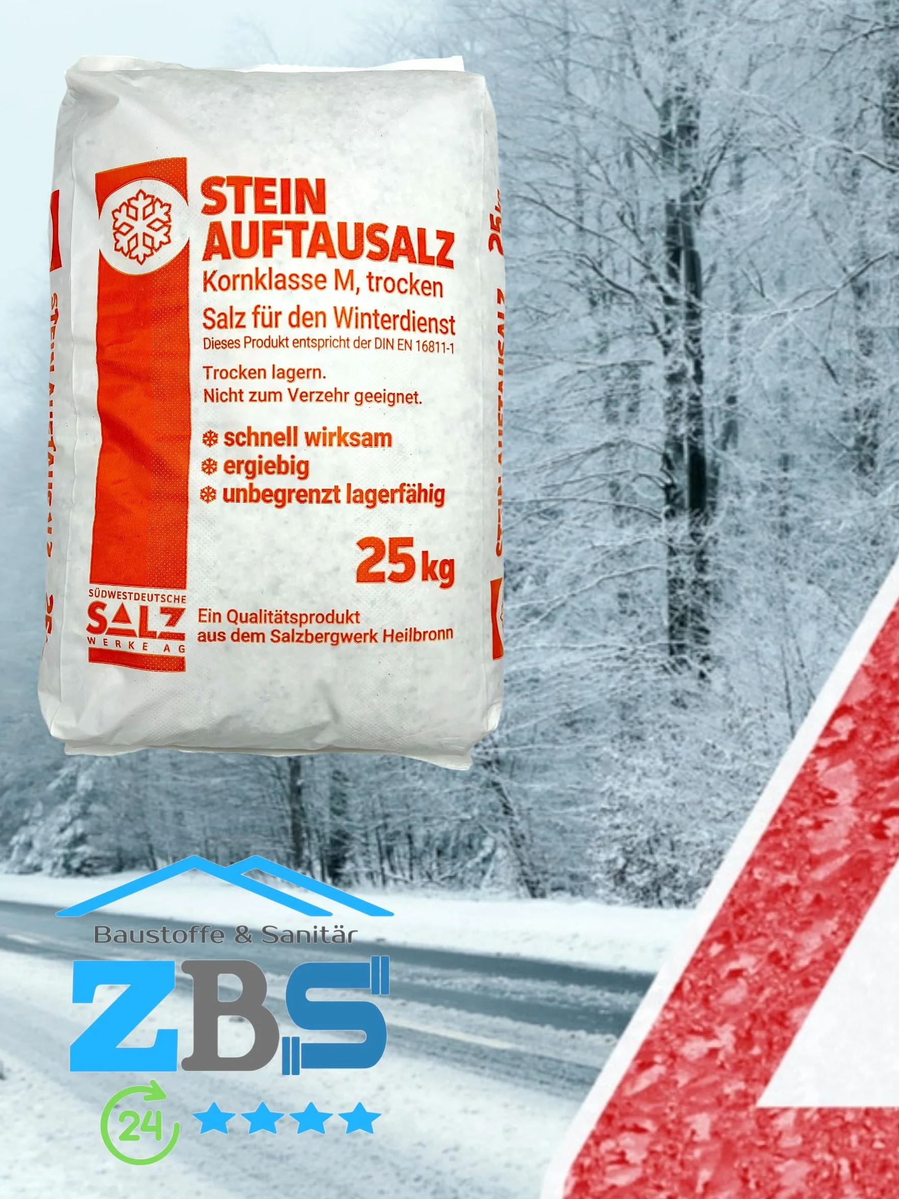 Sal para deshielo, saco de 25 kg, para servicios de invierno profesionales