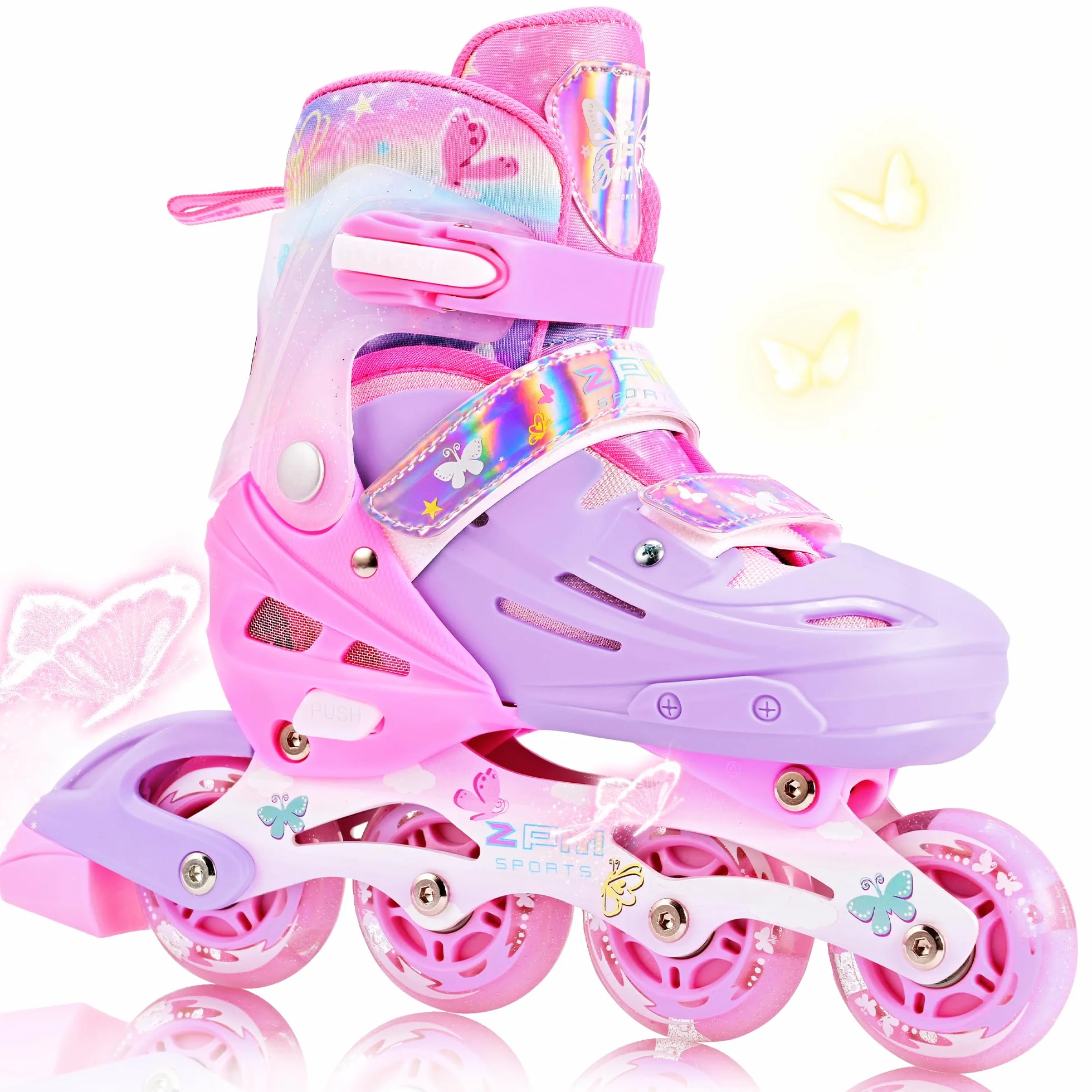 2PM SPORTS Patines en Línea Rosa Violeta Ajustables para Niñas Principiantes