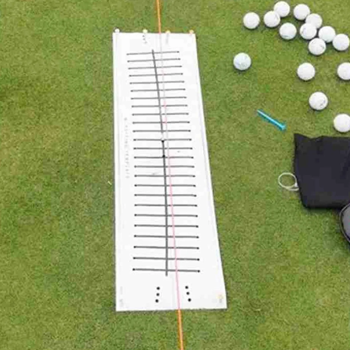 Entrenador de Putter de Golf, Equipo de Pista de Putting Verde de Interior, Manta de Ayudas de Entrenamiento con Línea de Objetivo