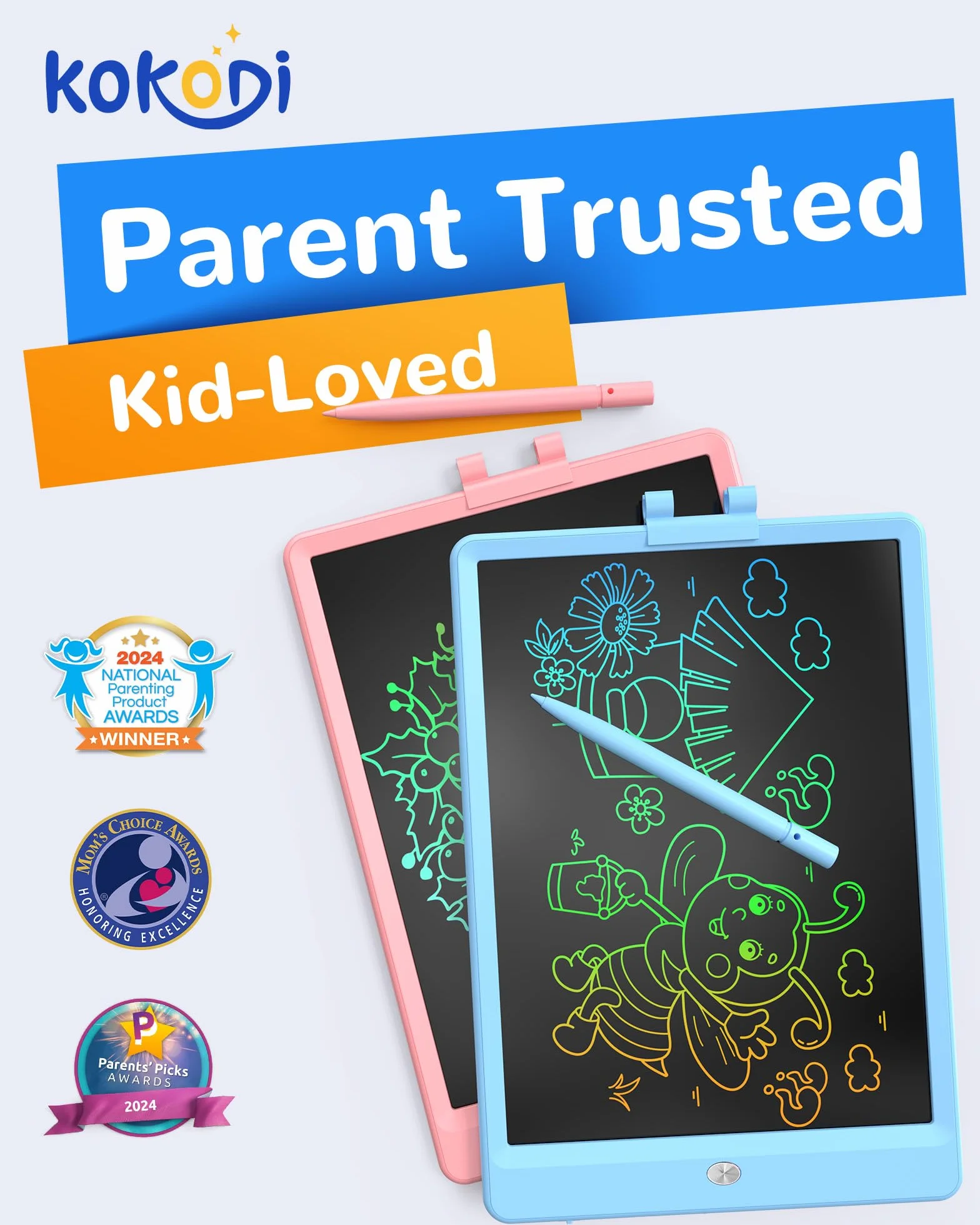 KOKODI Pizarra Mágica LCD 10 Pulgadas Juguetes Reutilizables para Niños 3 Años Regalo Cumpleaños Pascua (Blau)