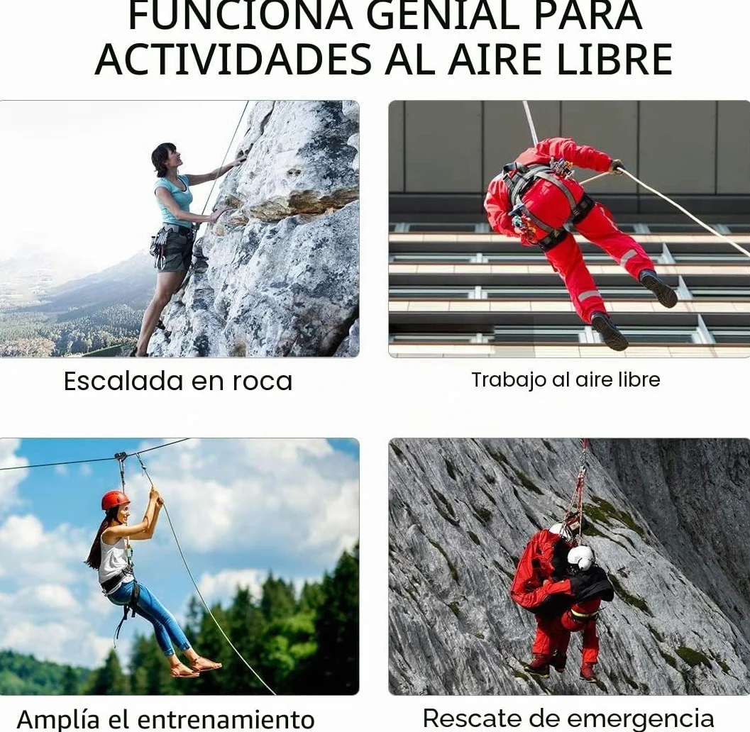 Cuerda de escalada estática 10 mm con mosquetones para seguridad y escape al aire libre