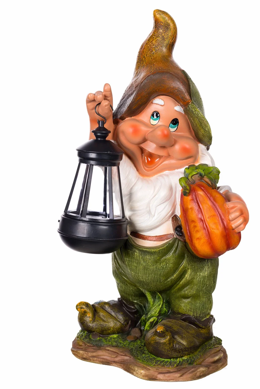 Figura, Enano, Jardín Enano gnomo con lámpara Solar nf11021 – 1d, Grande 38 cm Alto, Jardín Figura Decorativa, Enano, gnomo con LED Lámpara Solar,