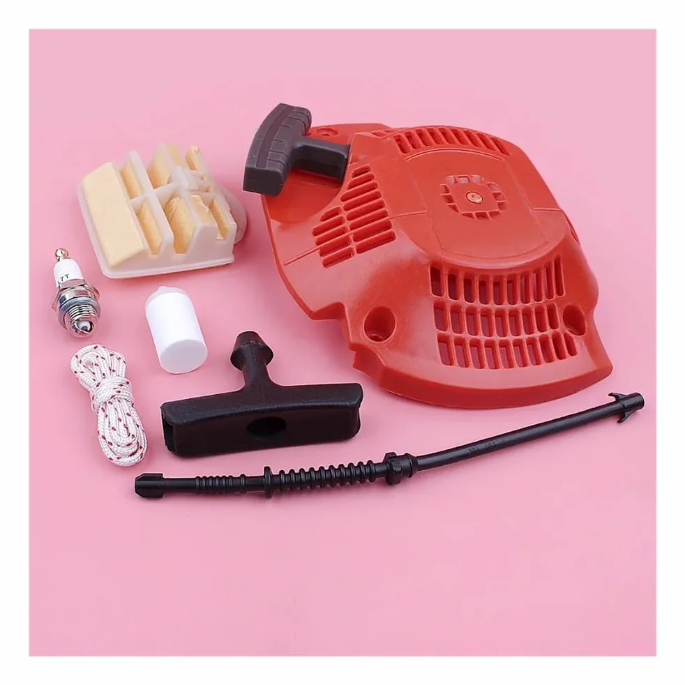 Arranque de Retroceso Compatible con Hus 445 y 450, Filtro de Aire, Mango, Cuerda de Agarre, bujía, Repuesto de Motosierra. Accesorios para cortacésped