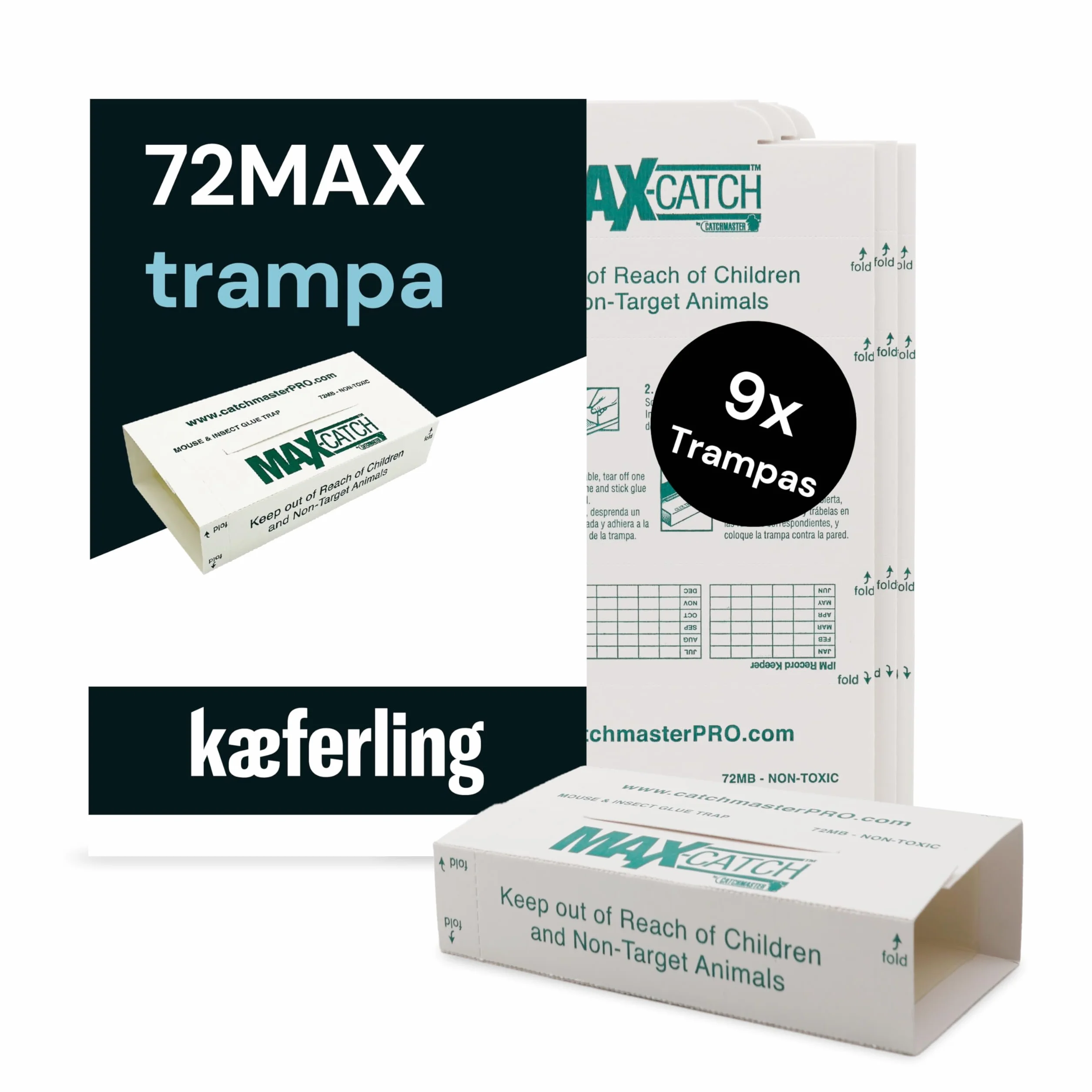Catchmaster 72MAX 9X Trampas para Ratones Adhesiva | Sin Veneno | Trampas efectivas para Ratones Pegamento | Fácil de Usar | Atrapa para Uso en Interiores