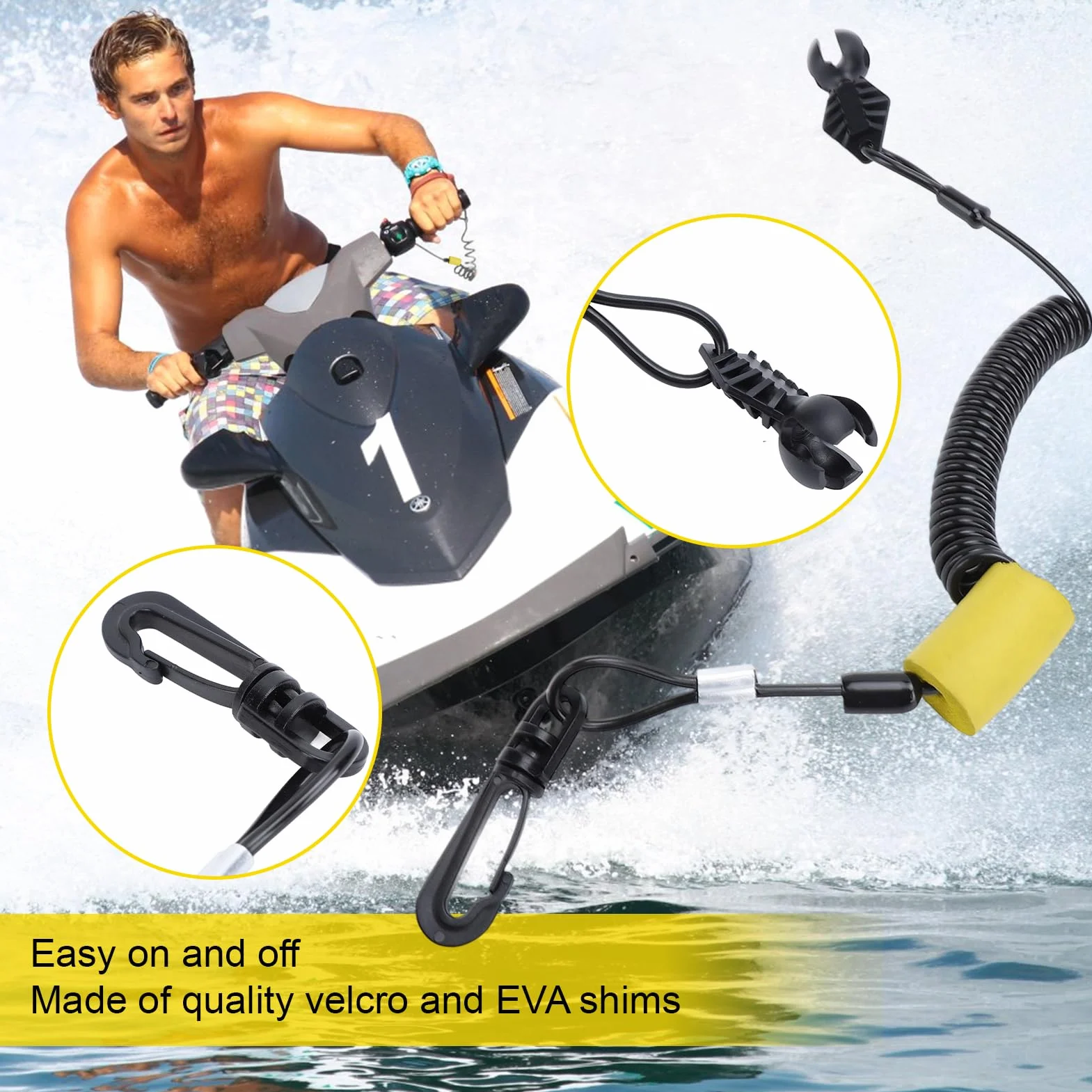 Llave de Capa de Vapor para Jet ski Lanyard Cuerda elástica Anti-Robo Clip de Reemplazo Sea doo GTI GTR GTX Spark