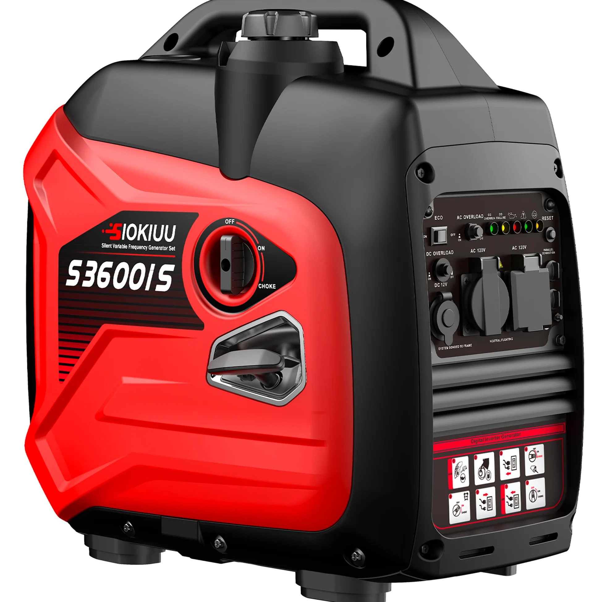 Generador portátil de 3600 W, generador inversor súper silencioso, ultraligero para respaldo del hogar, campamento al aire libre, protección de sensor de CO, EPA, modo ECO