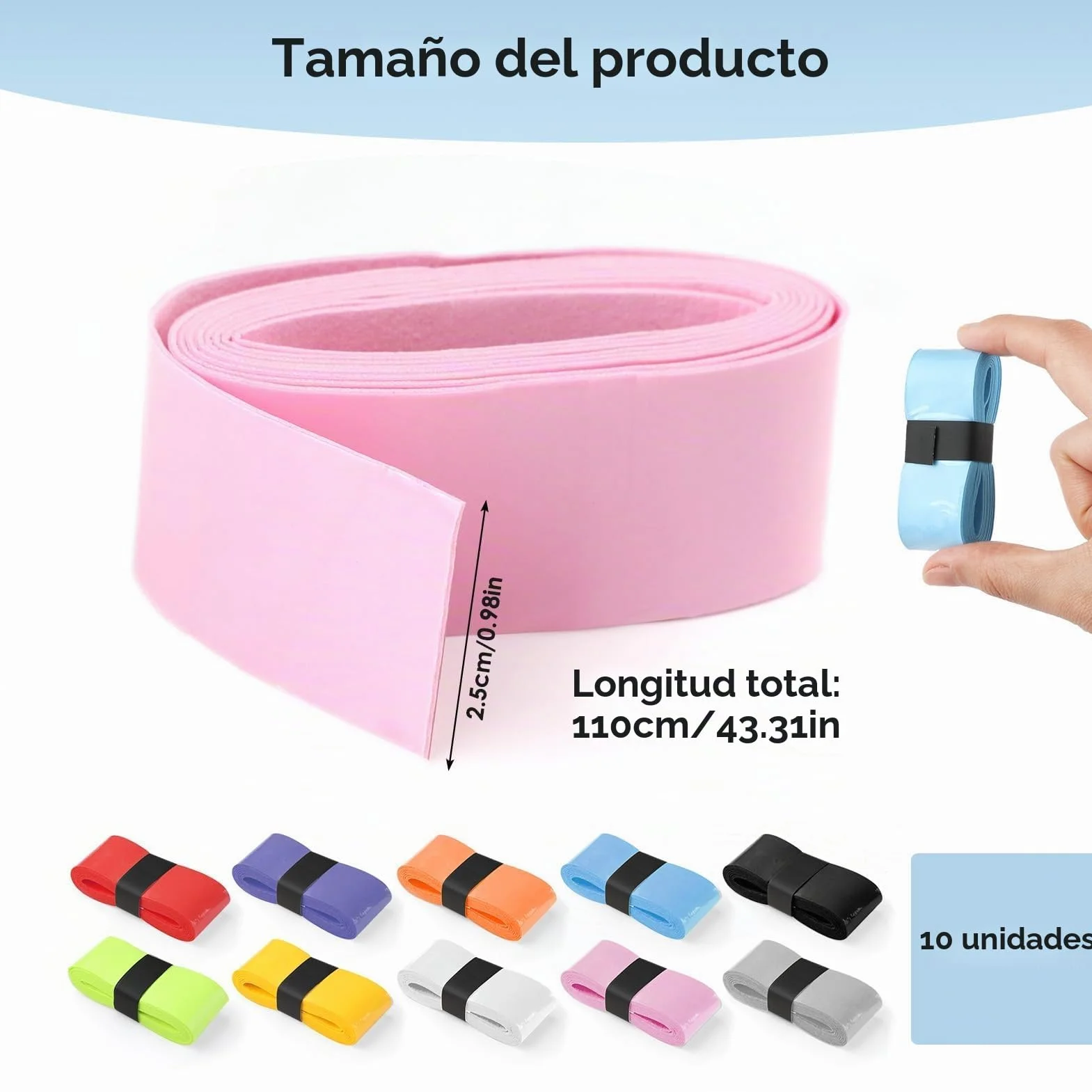 Overgrips Padel Antideslizante Autoadhesivo 10 Piezas Cintas de Agarre para Raqueta Tenis Bádminton Squash