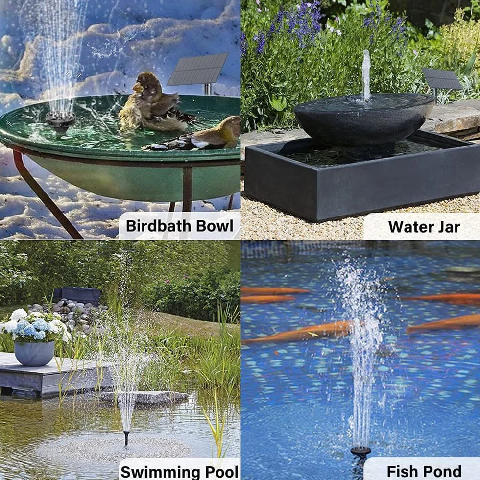 Fuente Solar Jardin Exterior, Bomba de Agua Solar 2.5W, Bomba Solar Estanque, Bomba Solar para Fuente De Agua, Bomba Agua Solar con Panel Solar Terraza Jardín Cascada Baño De Pájaros