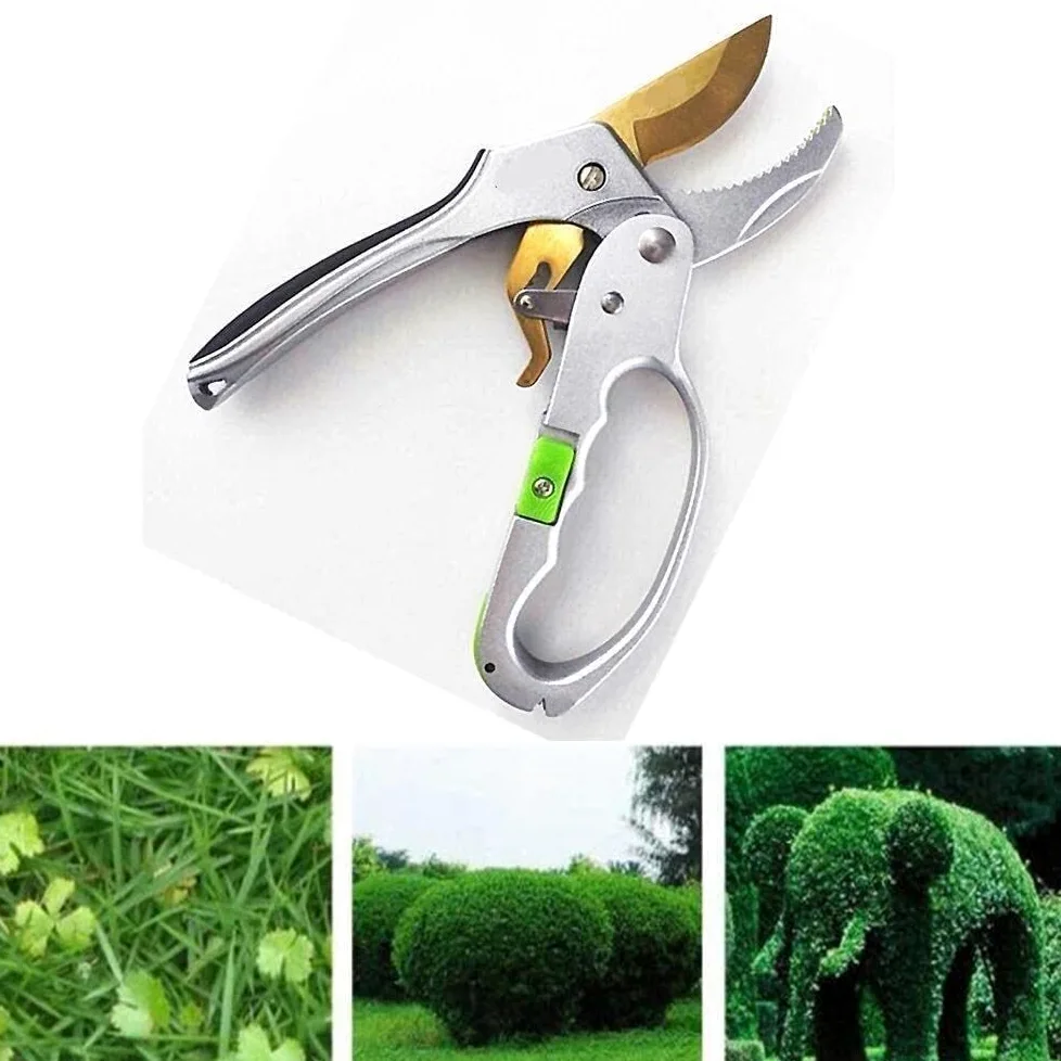 Tijeras de podar para jardinería, de trinquete, ahorradoras de Mano de Obra, de Acero Inoxidable, Resistentes, de aleación de Zinc.