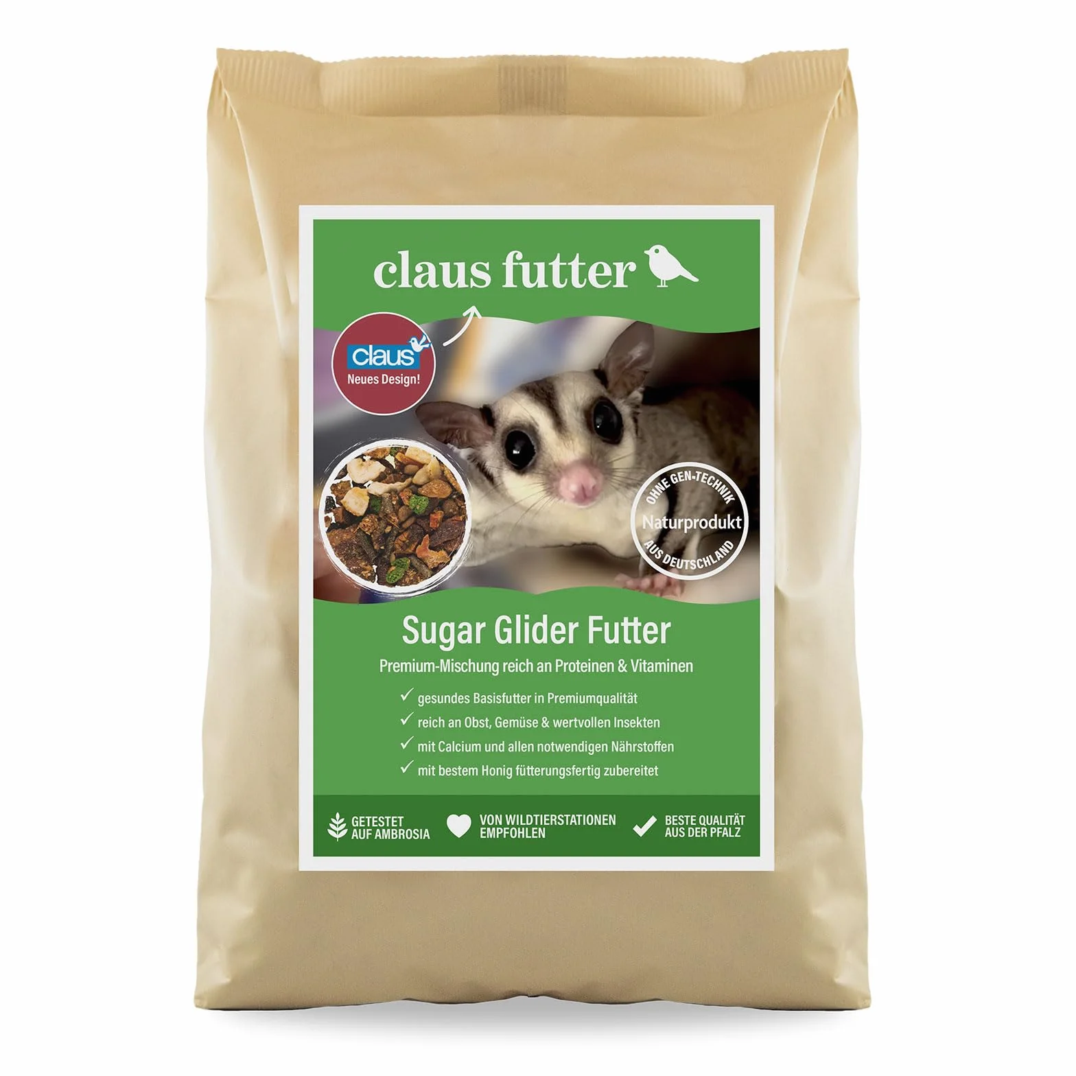 Claus Natural & Organic Para Petauros Del Azucar 750 Gr