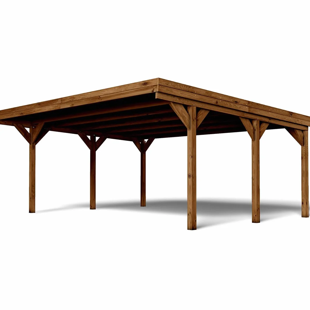 Forest Style - Cochera Doble Victor 30,9 m² (6,02 x 5,11 x 2,52 m) – Madera de Pino Tratada – Techo de Policarbonato – Aparcamiento Cubierto para 2 Coches – Estructura Robusta y Resistente