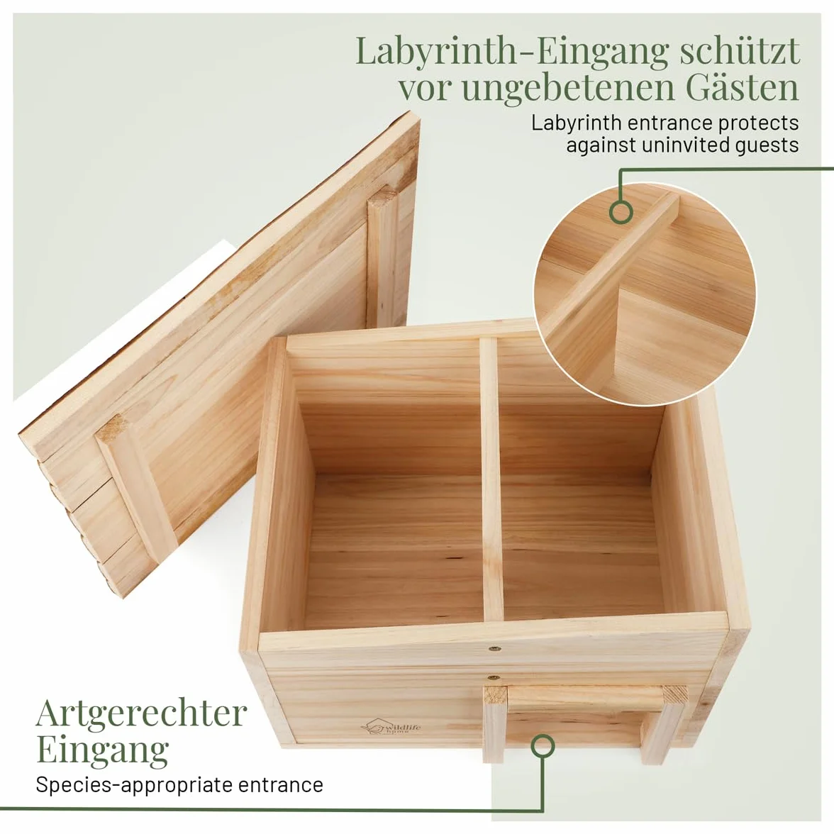 wildlife home Casa de erizos resistente al invierno de madera con suelo y techo de corteza resistente a la intemperie | Casa de alimentación para erizos | A prueba de gatos | Refugio de invierno para