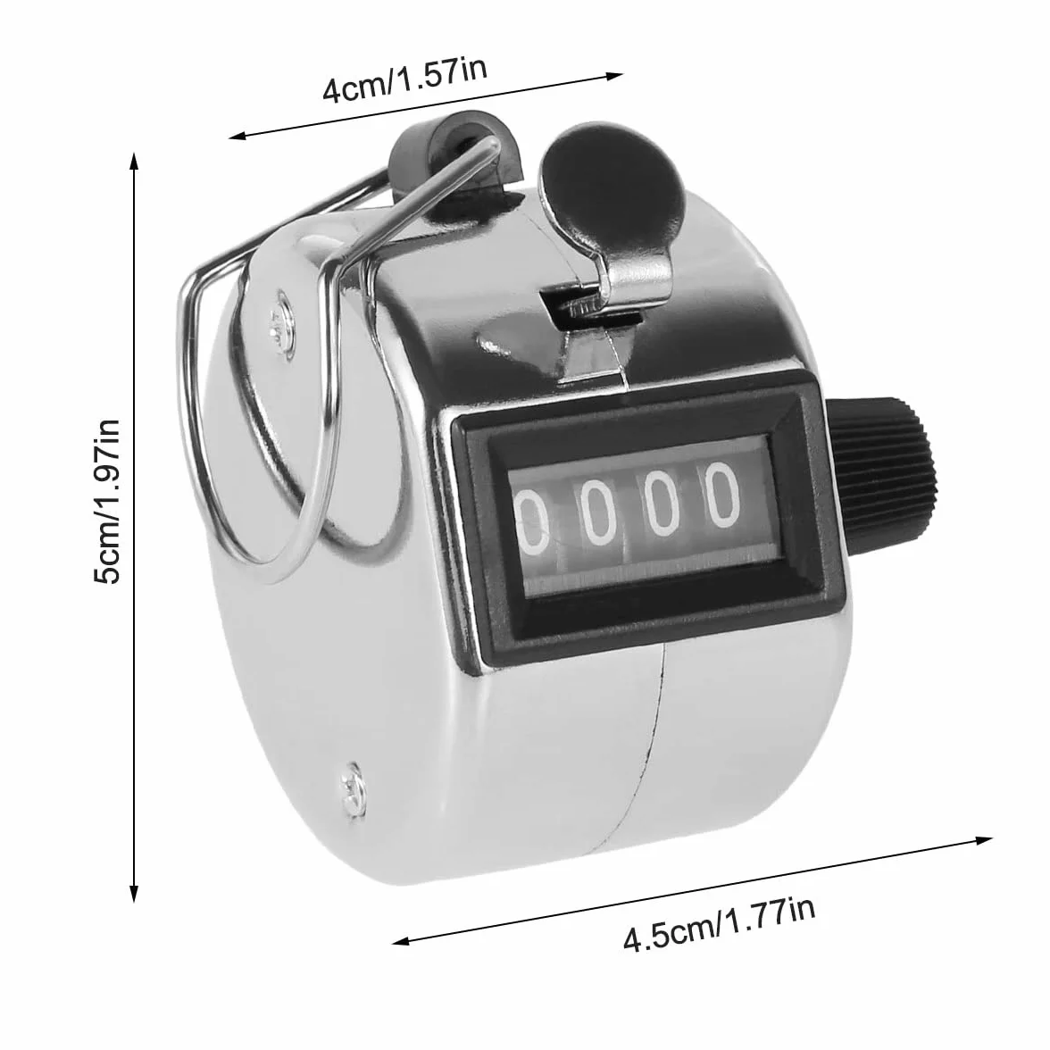 Contador Manual Mecanico 4 Digitos, Contador de Clics con Anillo de Metal para Deportes