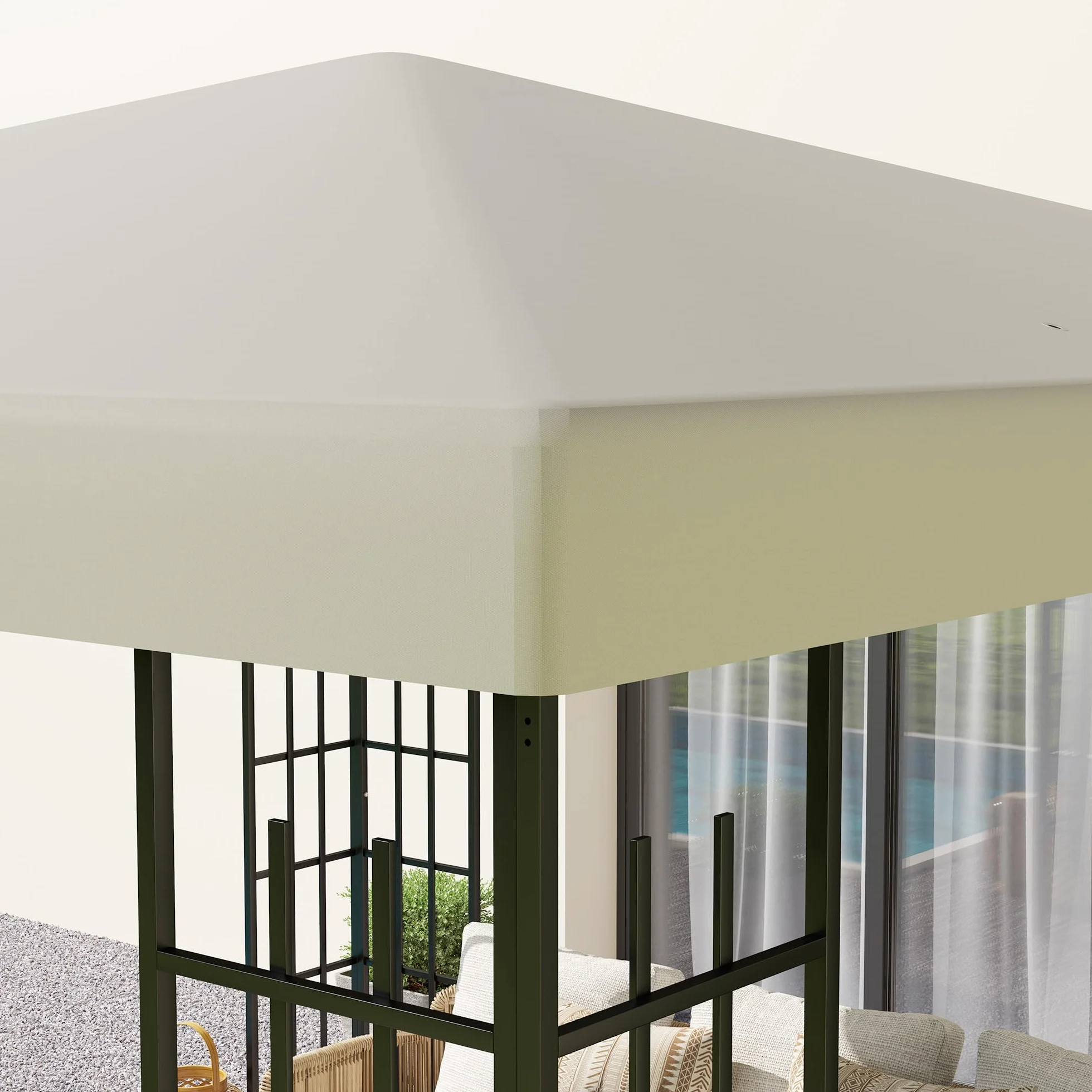 Outsunny Jardín Gazebo Reemplazo Techo 3x3 m, Resistente al agua Gazebo Canopy en 600D Oxford Tela 370g/㎡ Anti-UV 30+ con 8 agujeros de drenaje, Crema blanca.
