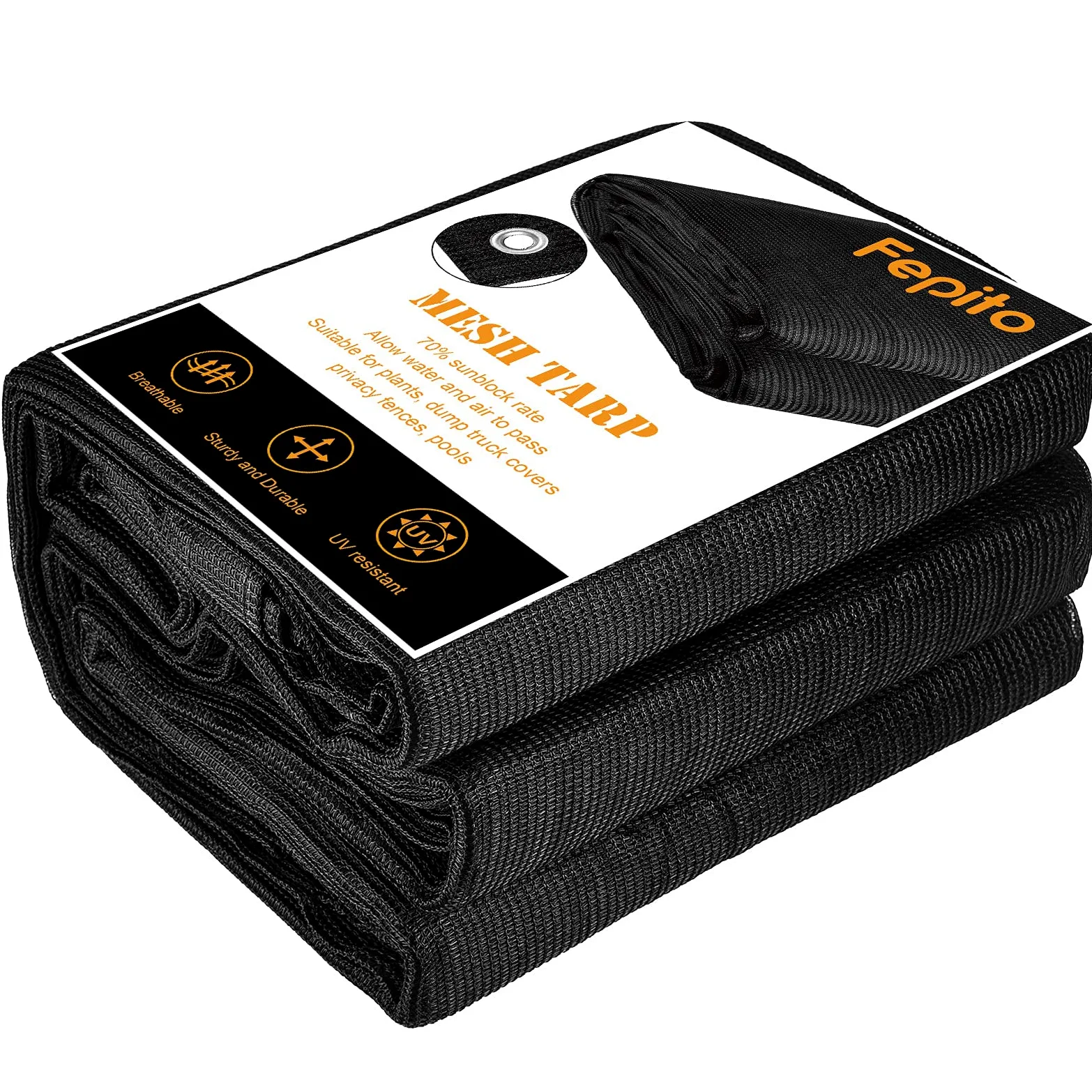 FEPITO Lona de malla resistente de 3 x 6 m, cubierta de malla negra para patio, vallas, jardín, camiones volquete
