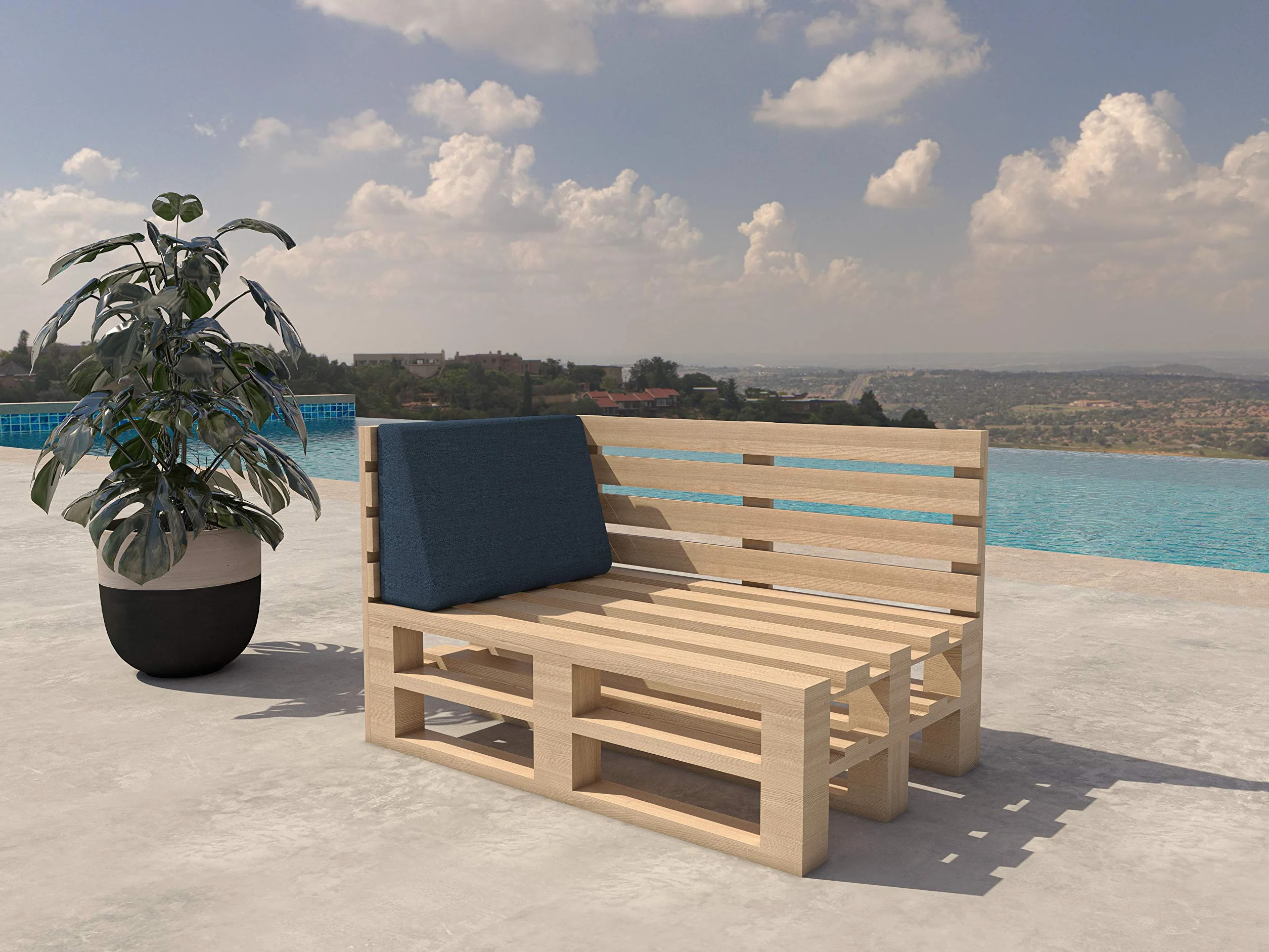 Cojín Chilly Pilley De Palet Interior Exterior Lavable Extraíble Cojín De Asiento Cojín De Respaldo (Cojín Lateral 60x40x10/20, Azul)