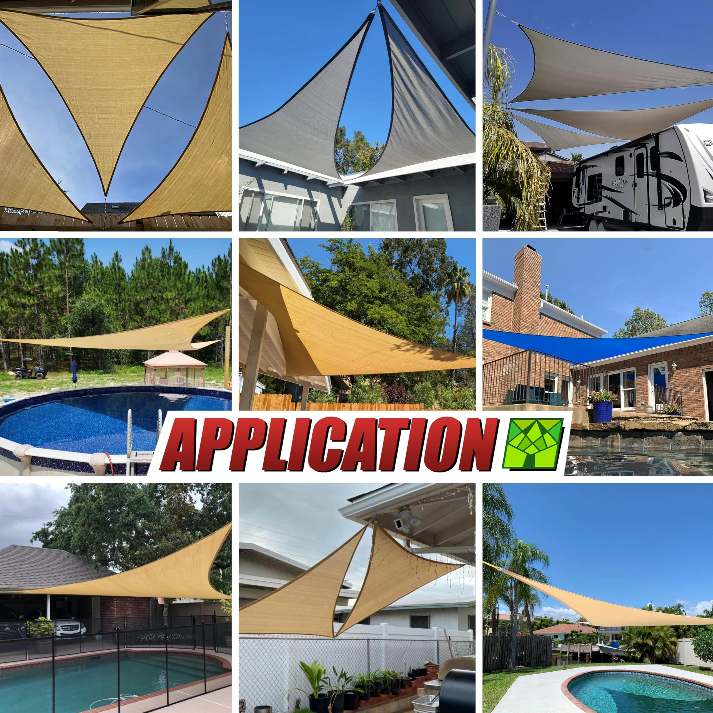 ColourTree CTAPRT10 - Toldo tipo vela triangular derecho azul de 20 x 23 x 30.5 pies, tela de malla con bloqueo UV UPF50 UPF50, resistente, 190 g/m²
