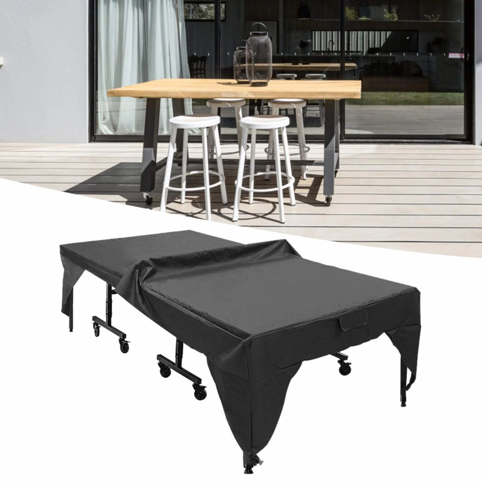 Cubierta de Mesa de Tenis Impermeable 280x153x73cm Negro