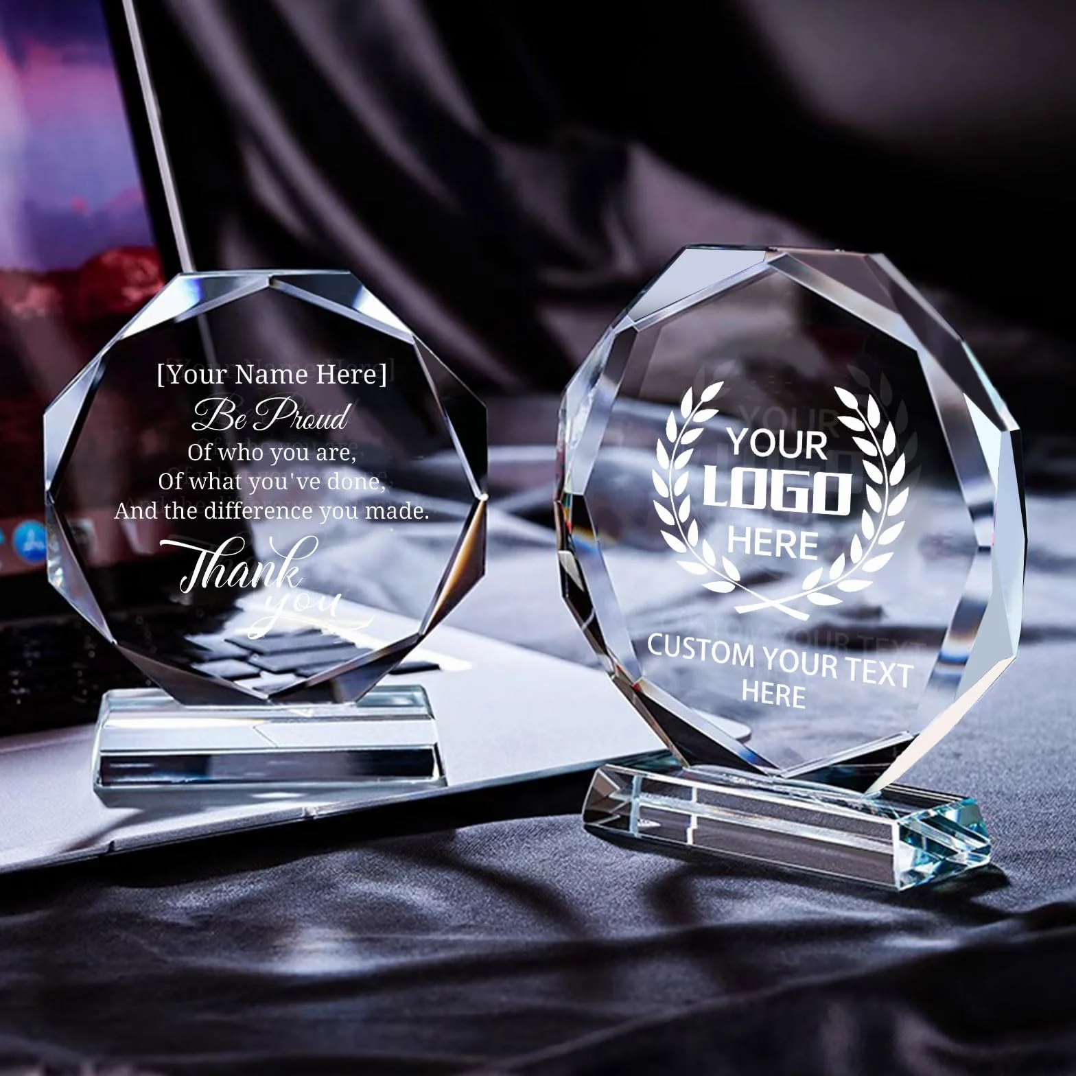 Trofeo de Cristal Personalizado con Grabado Profundo, para Eventos Empresariales y Deportivos