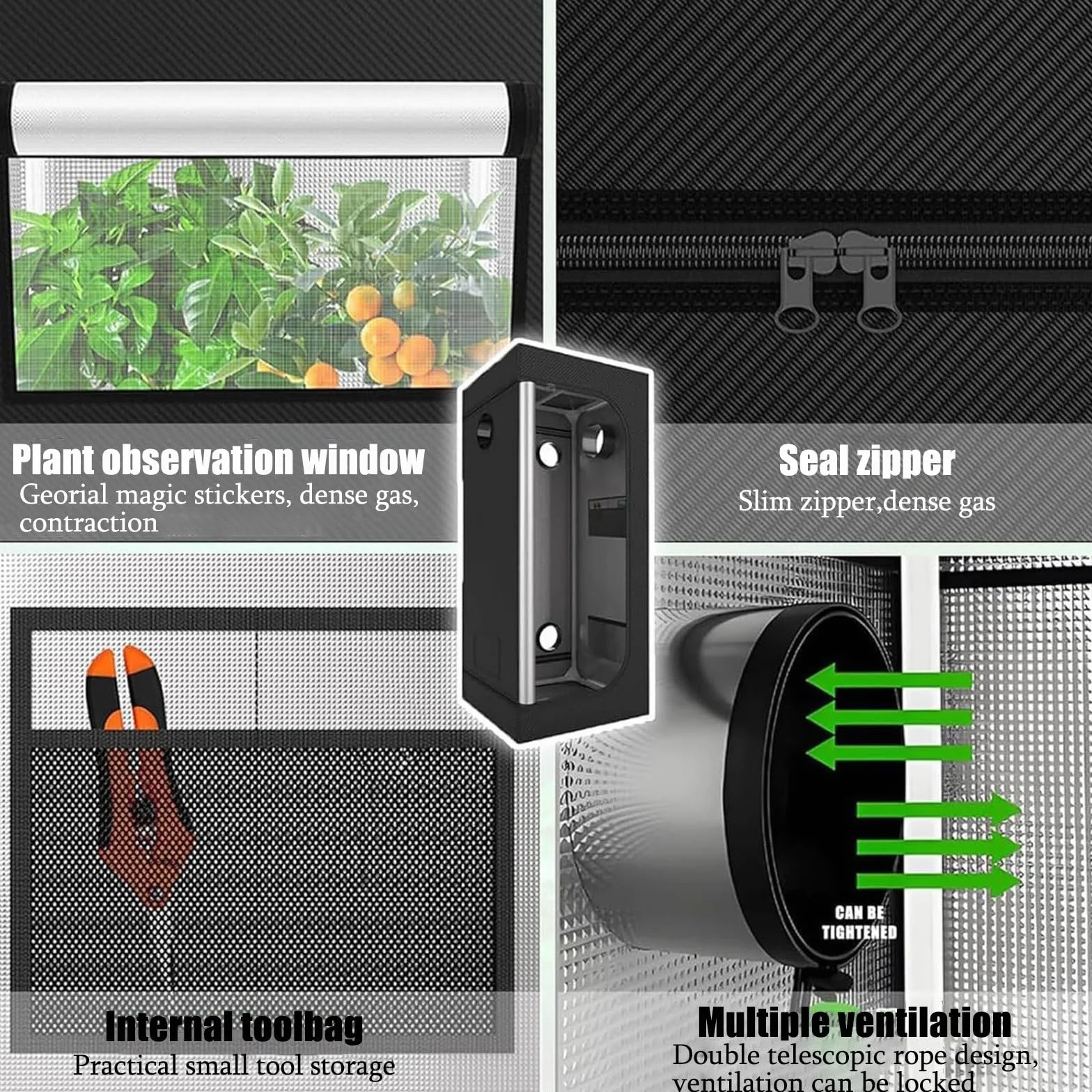 Armario De Cultivo, Kit Completo Con LáMpara Led De Espectro Completo De 100 W/200 W Regulable, Kit De Armario De Cultivo HidropóNico.,40 * 40 * 120cm-Dimmingversion200W(set)