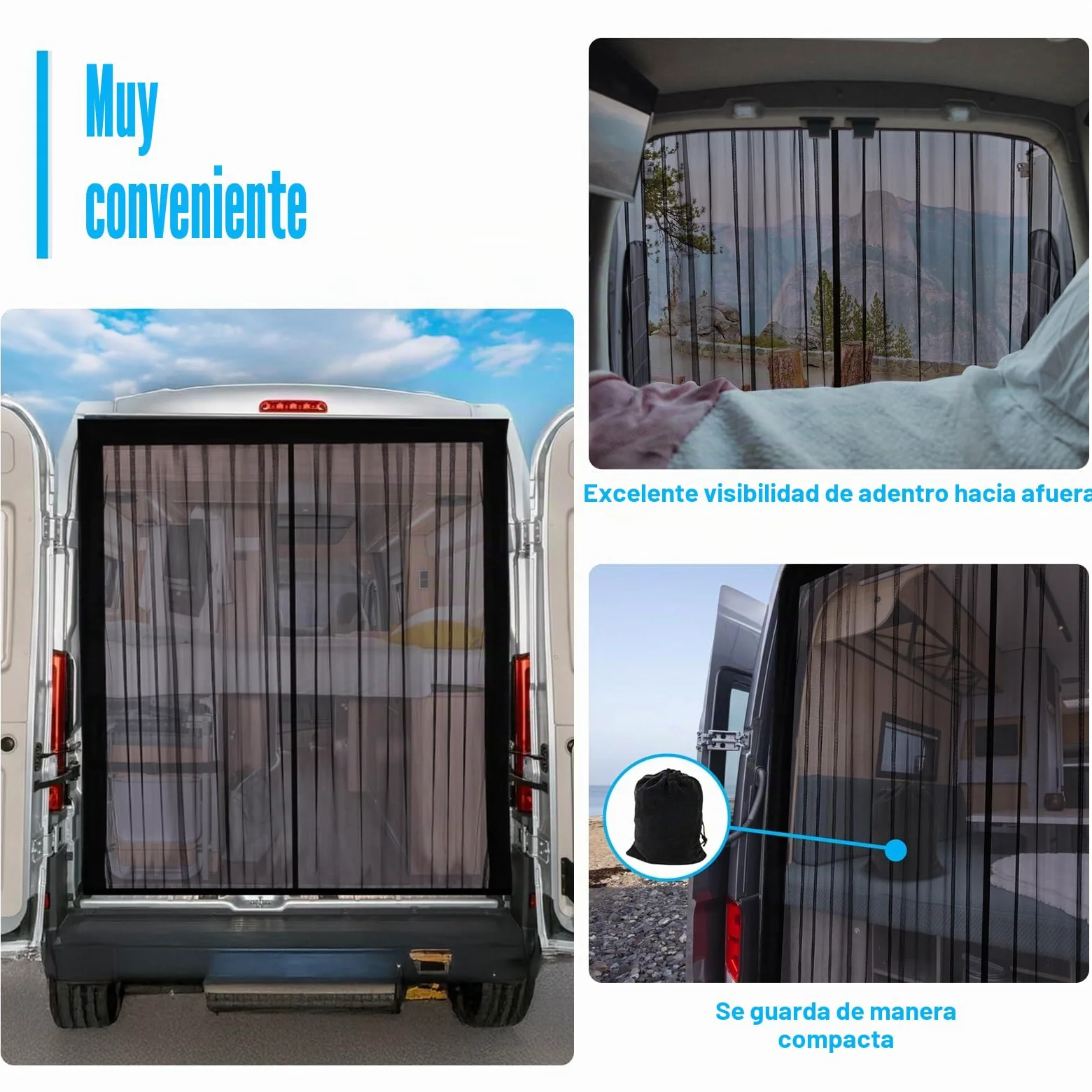 Mosquitera Furgoneta Camper con Magnetismo para Mercedes Sprinter Ford Transit Techo Estándar