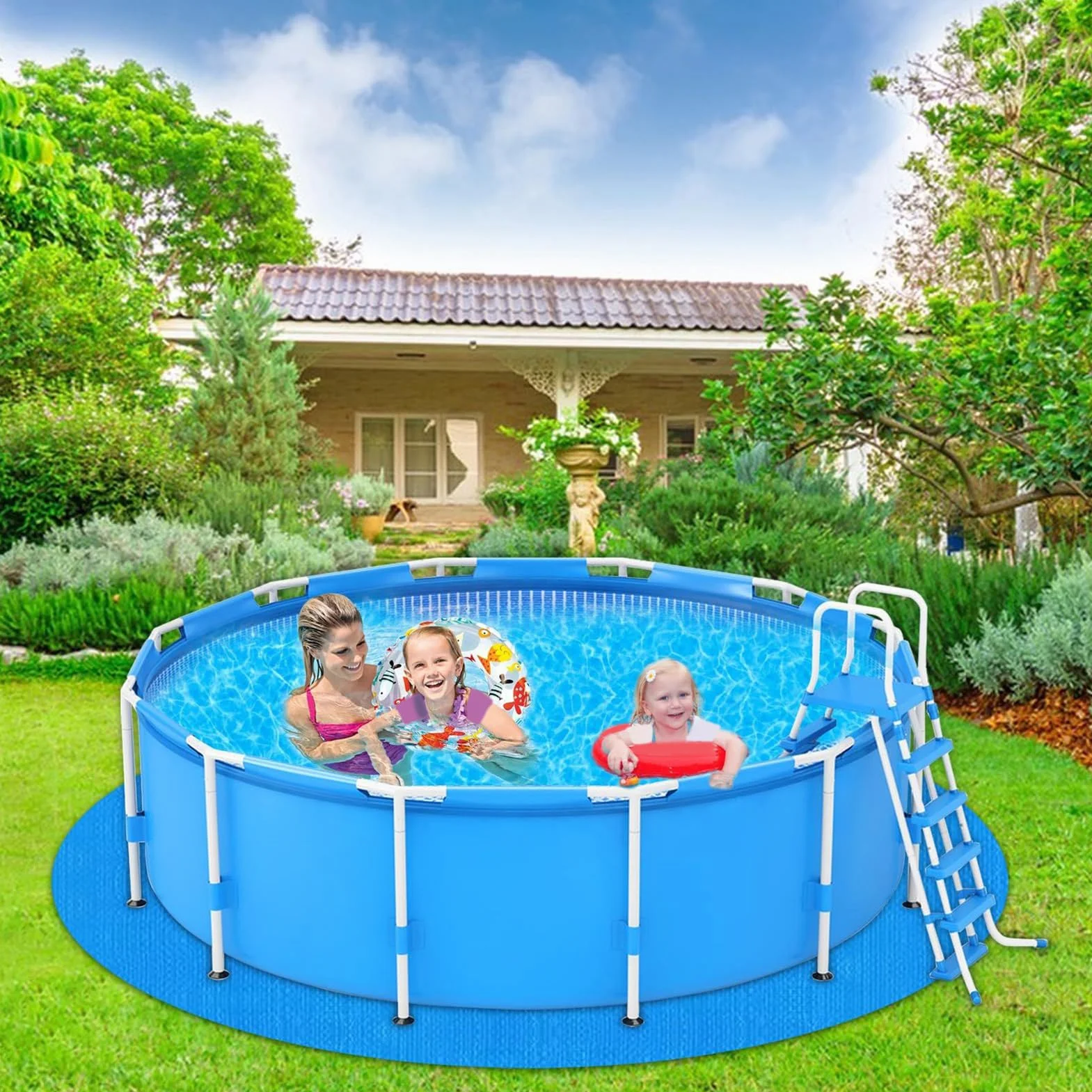 Tapiz Suelo Piscina, Base para Piscina Redondas, Alfombra Piscina Suelo, Almohadilla para Revestimiento de Piscina, Protección del Suelo, para Piscinas sobre el Suelo