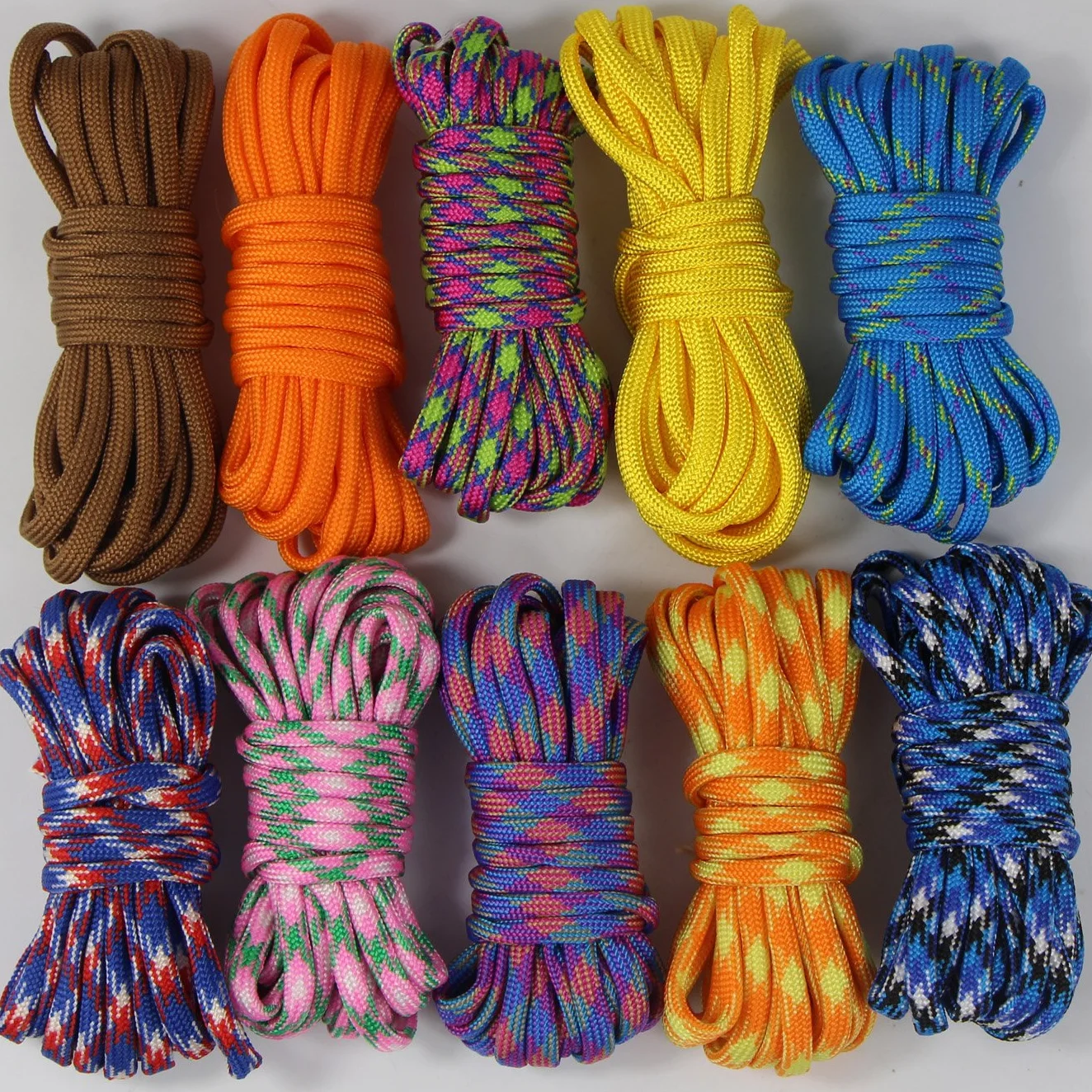 UOOOM 10 Piezas Cuerda Paracord Set de Paracaídas Nylon 7 Hebras Resistentes para Escalada