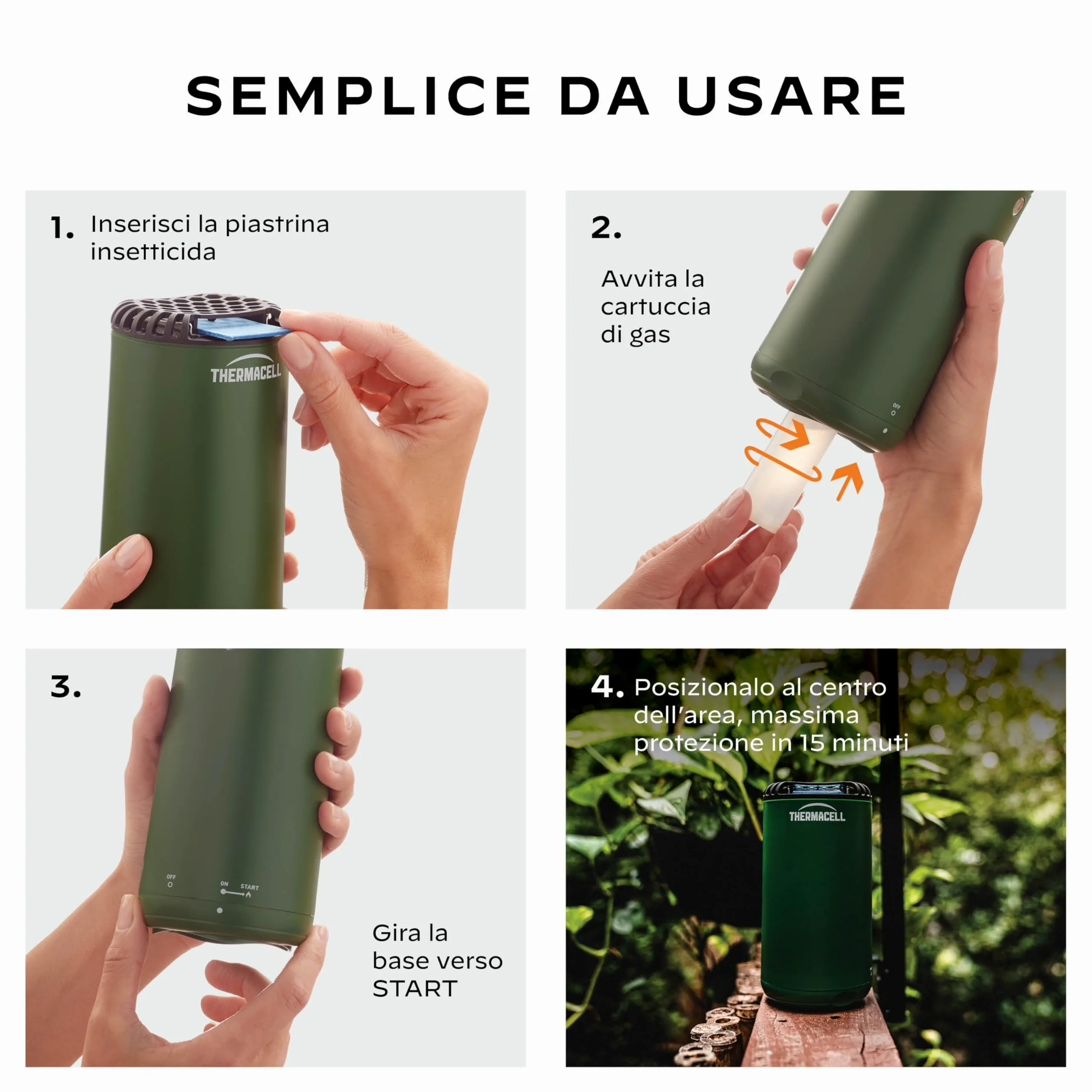 Thermacell Repelente antimosquitos Mini Halo para exterior, jardín y patio, protección eficaz 21 m², inodoro, incluye 12 horas de protección, 1 cartucho + 3 placas, verde bosque
