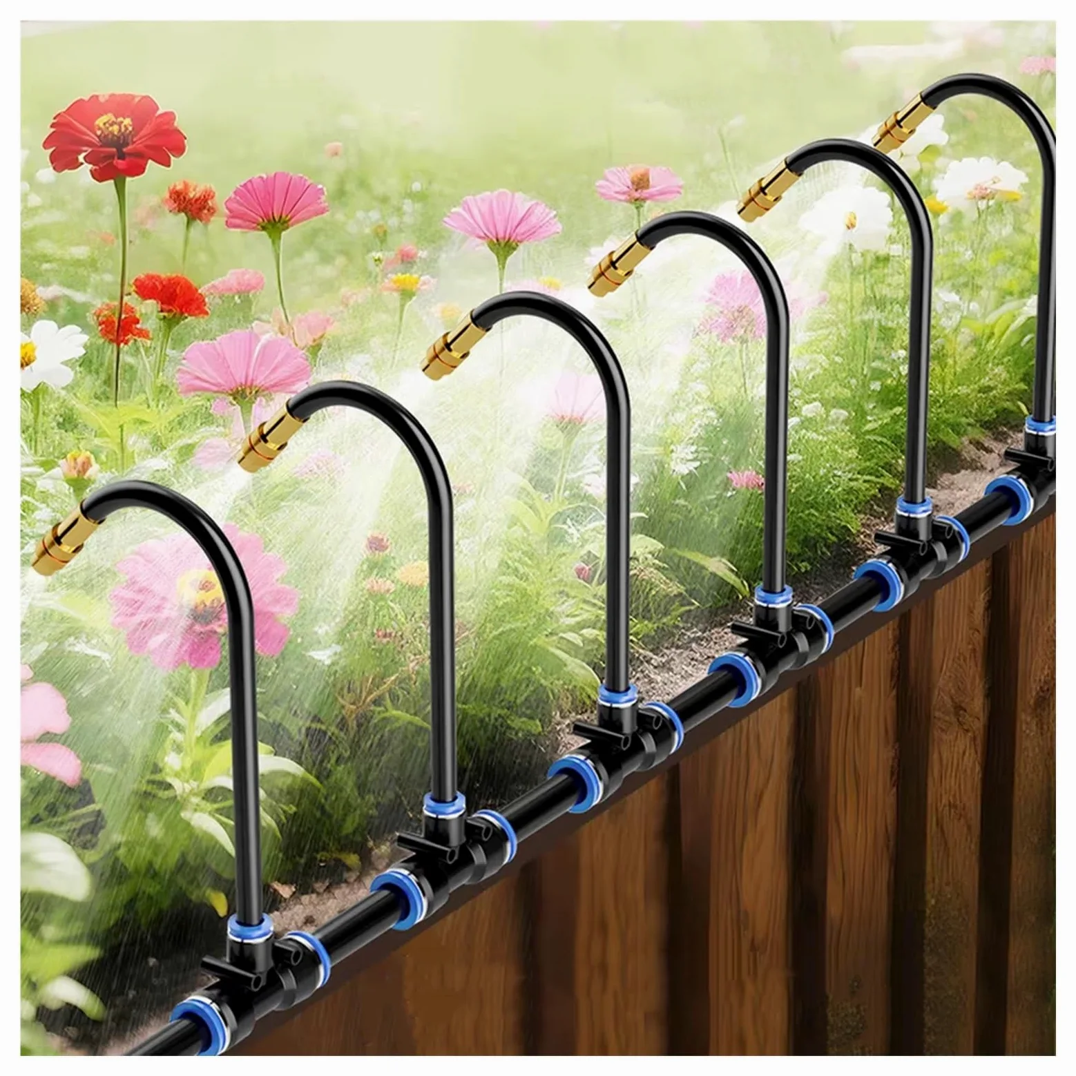 Sistema de enfriamiento por nebulización PE | Sistema de enfriamiento por nebulización for exteriores, negro, 5-80m, for invernadero de jardín y Patio(20m/65.6ft)