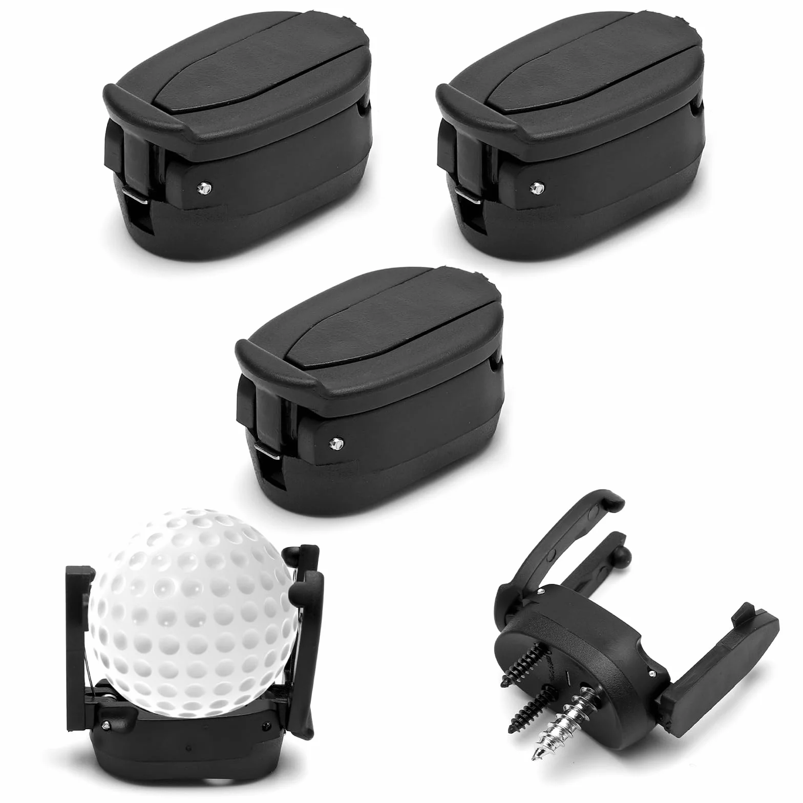 HENGBIRD Recogepelotas de Golf 4 Piezas, Herramienta Recogepelotas Plegable Negro para Putter con 12 Tornillos